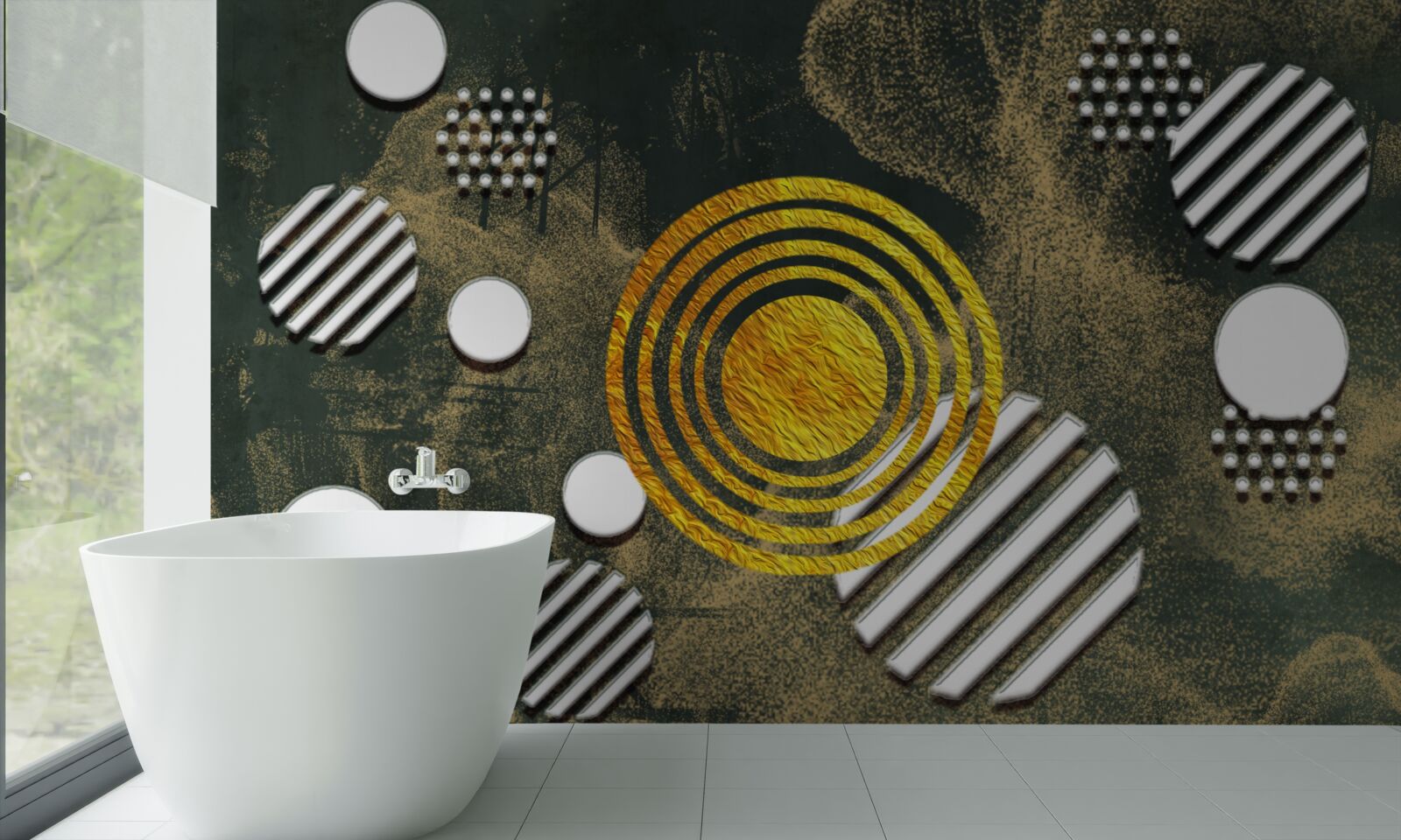 Фотошпалери злиття різних форм на туманному тлі