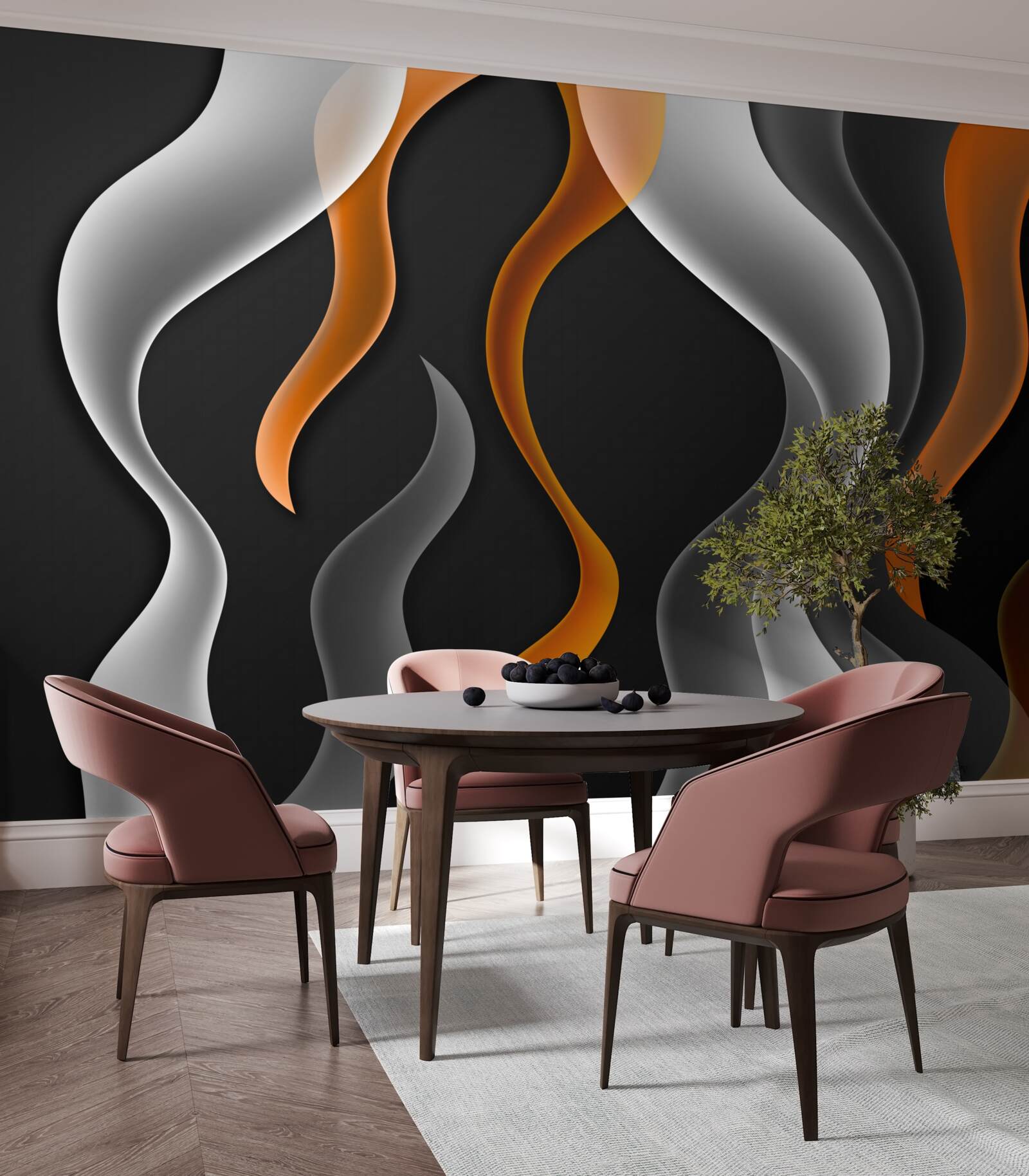 Фотошпалери хвилі сірих і коричневих тонів