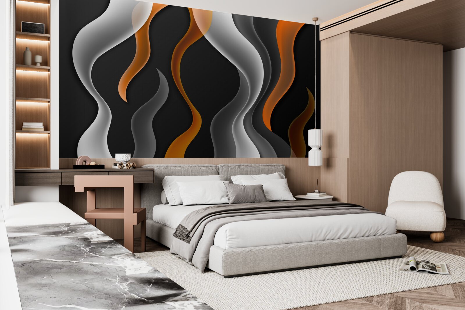 Фотошпалери хвилі сірих і коричневих тонів