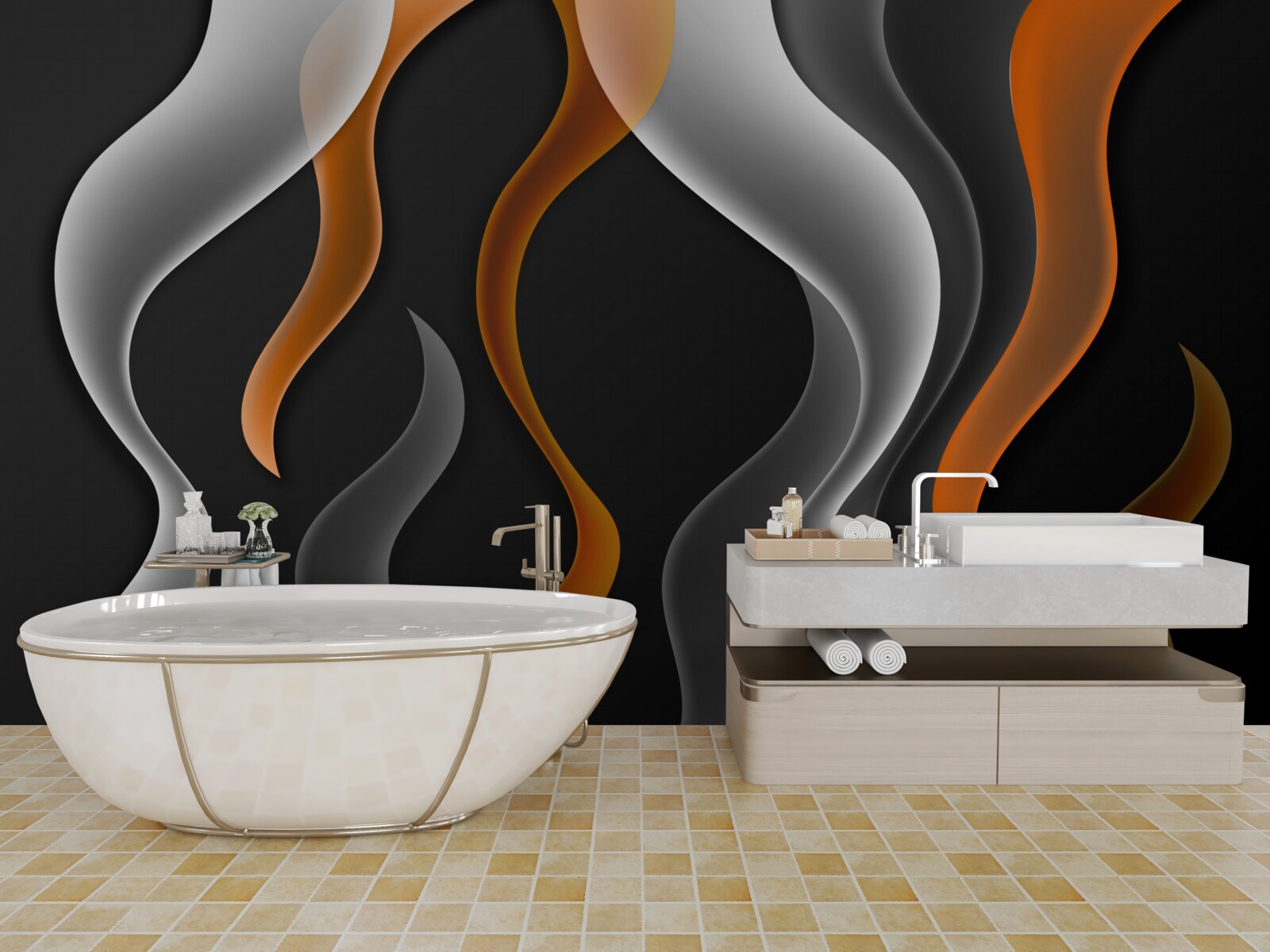 Фотошпалери хвилі сірих і коричневих тонів