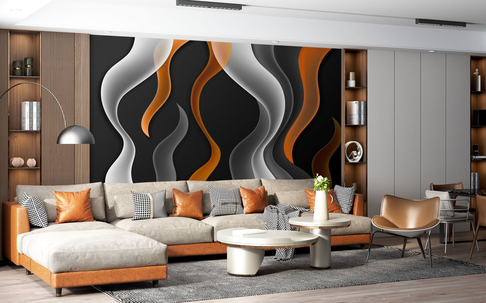 Фотошпалери хвилі сірих і коричневих тонів