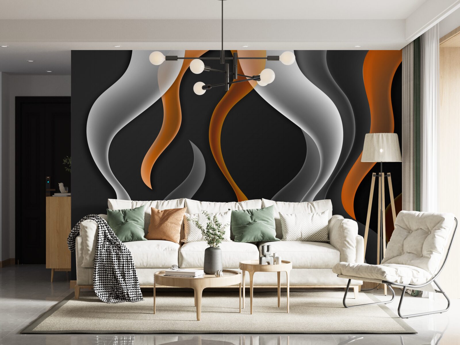 Фотошпалери хвилі сірих і коричневих тонів