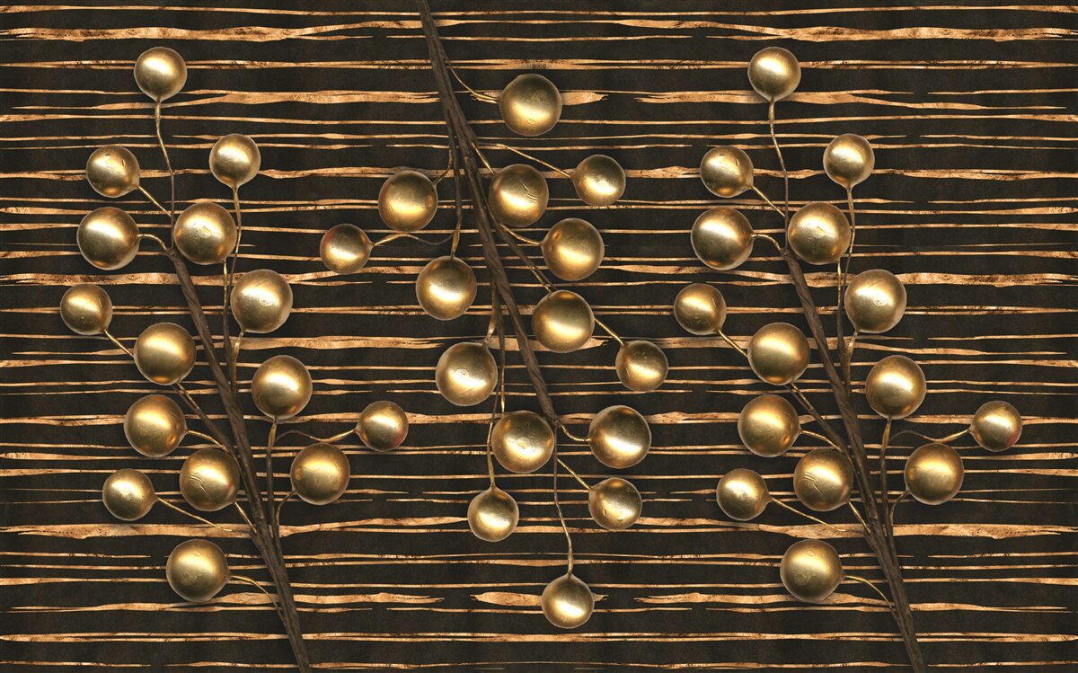 Фотошпалери золотисті перлини на коричневому тлі