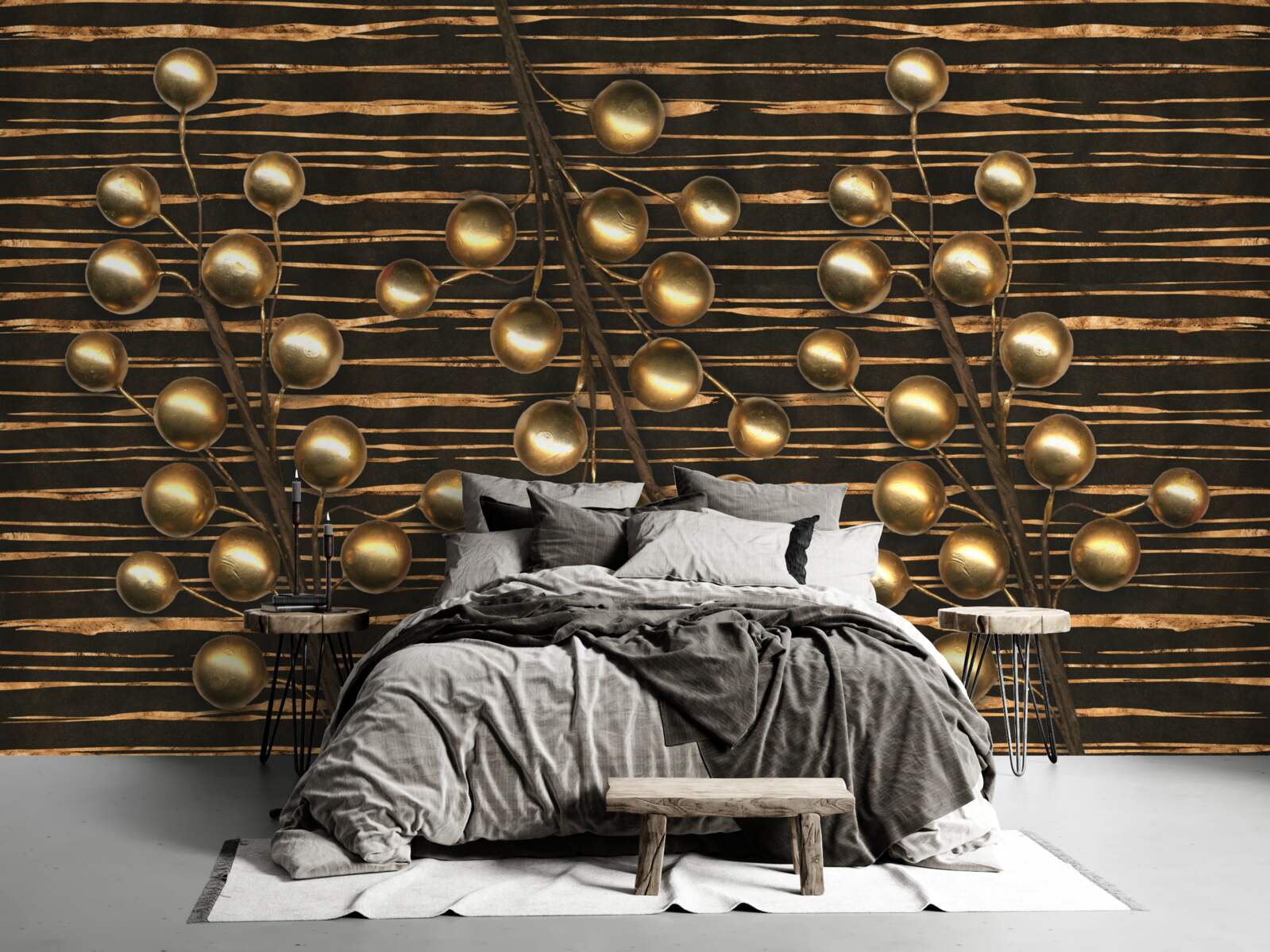 Фотошпалери золотисті перлини на коричневому тлі