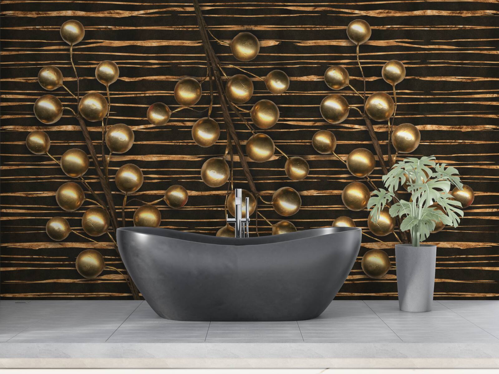 Фотошпалери золотисті перлини на коричневому тлі