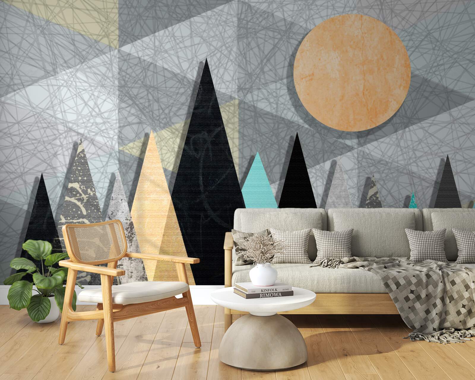 Фотошпалери захід сонця над сосновим лісом