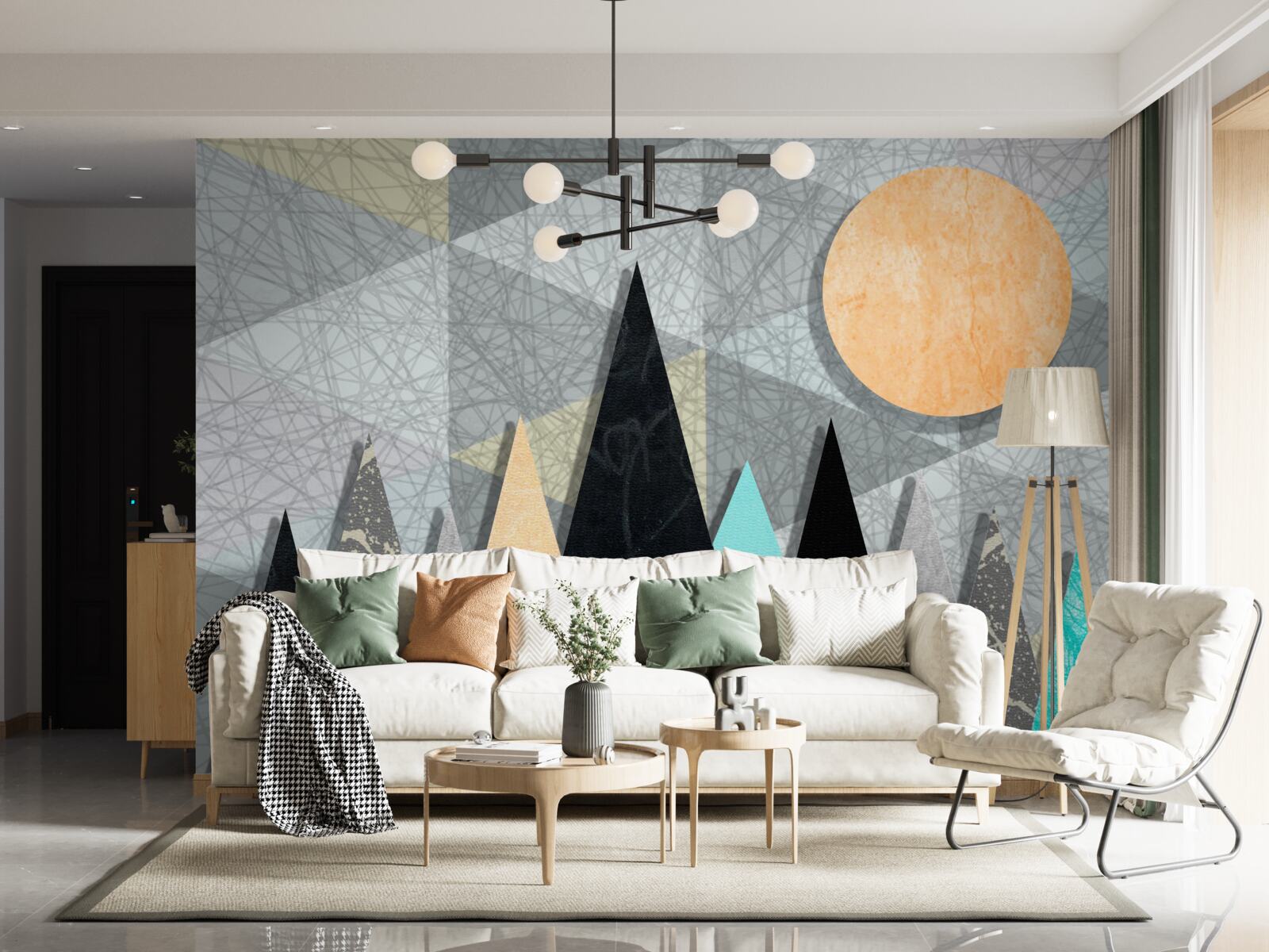 Фотошпалери захід сонця над сосновим лісом