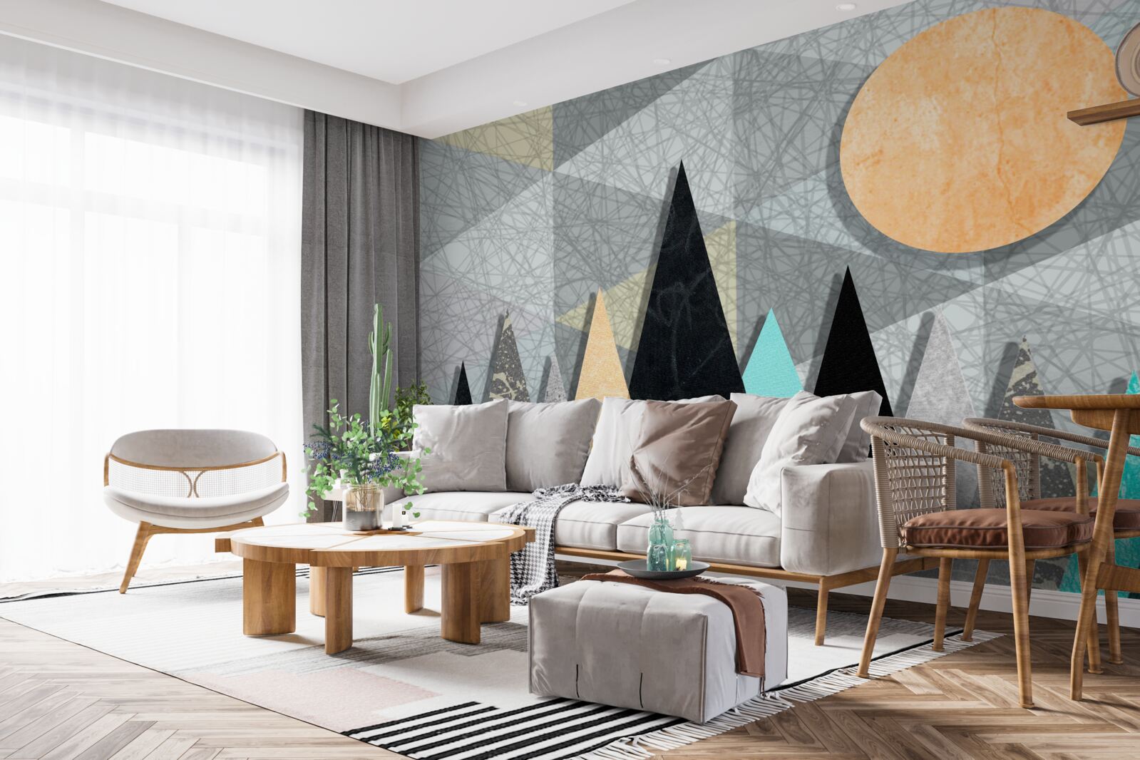 Фотошпалери захід сонця над сосновим лісом