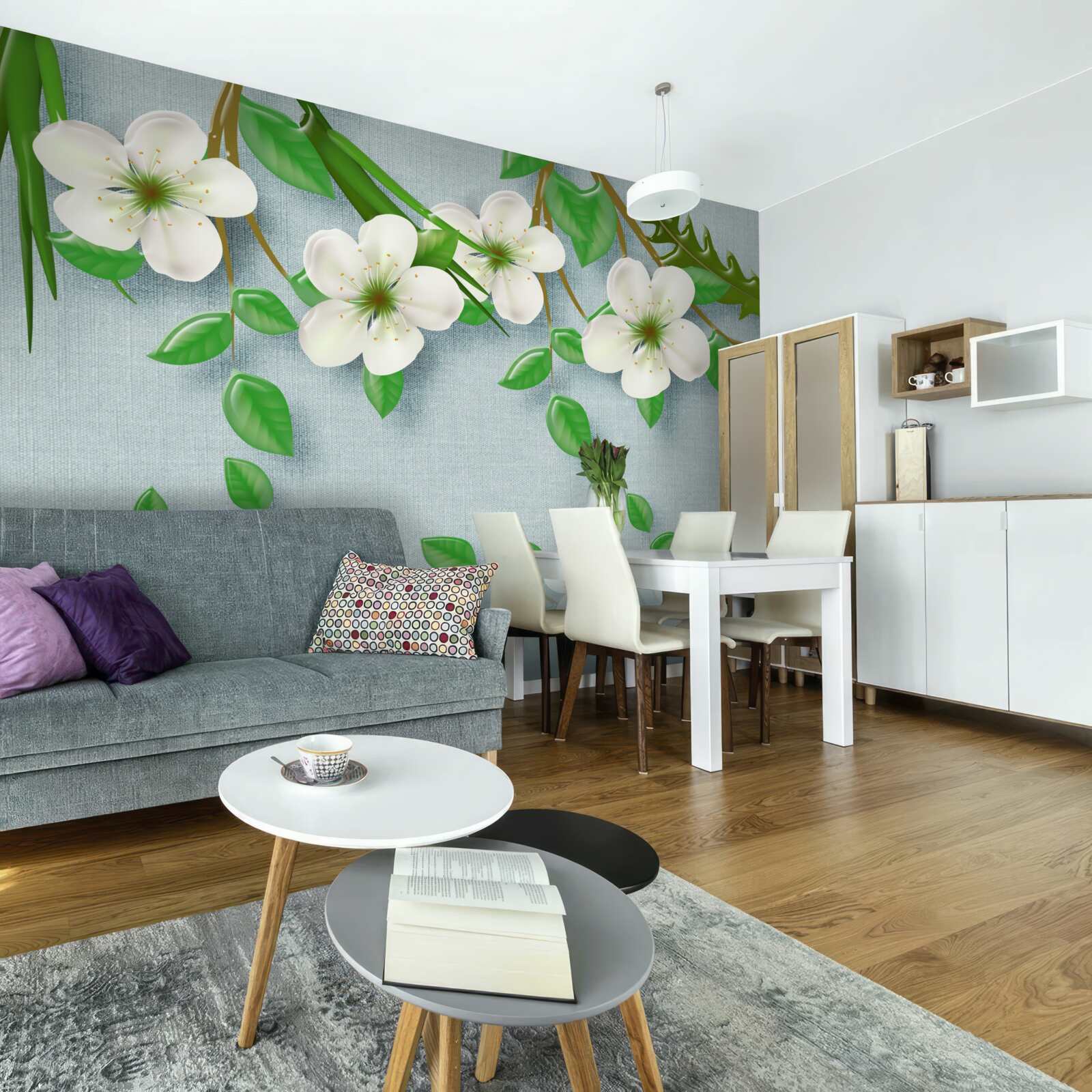 Фотошпалери квітучі дерева навесні на тлі блакитного неба