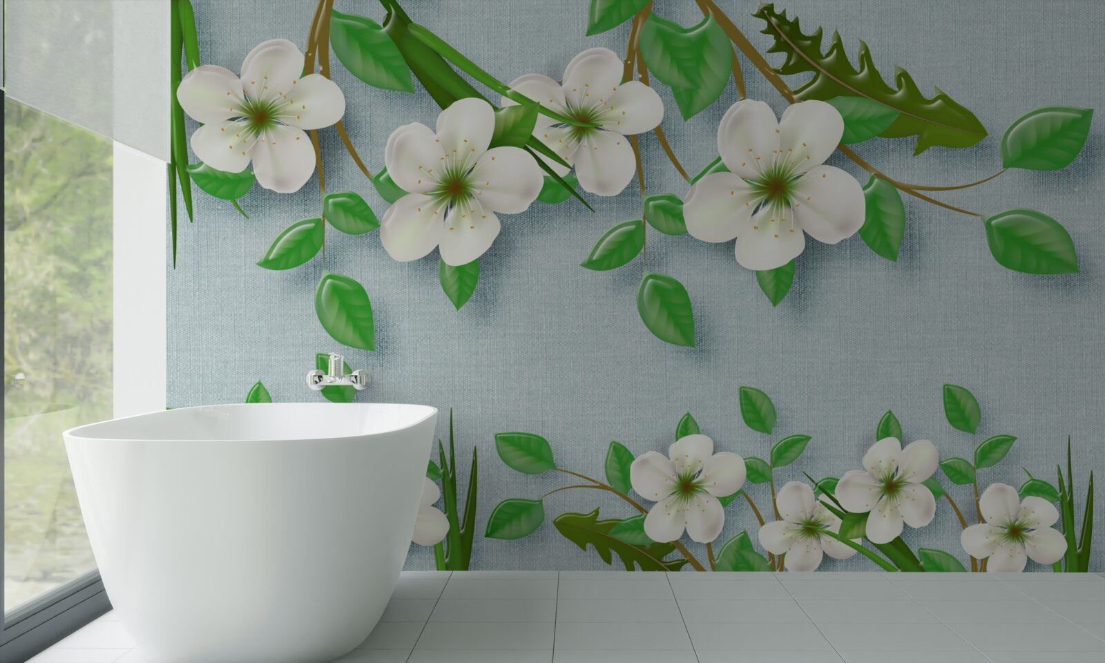 Фотошпалери квітучі дерева навесні на тлі блакитного неба