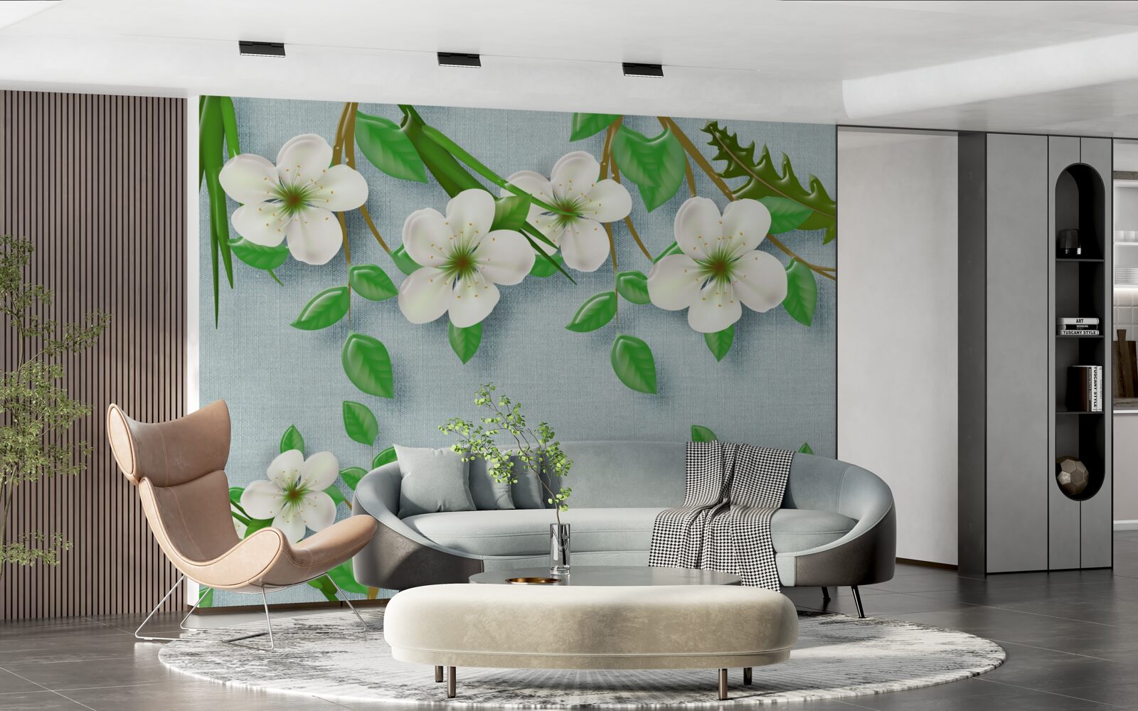 Фотошпалери квітучі дерева навесні на тлі блакитного неба