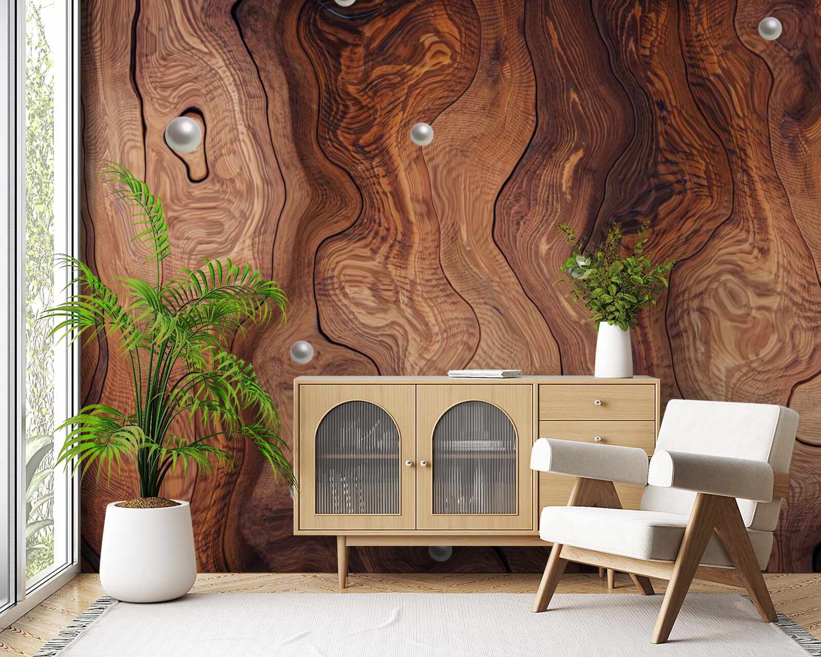 Фотошпалери фактурне дерево та перли