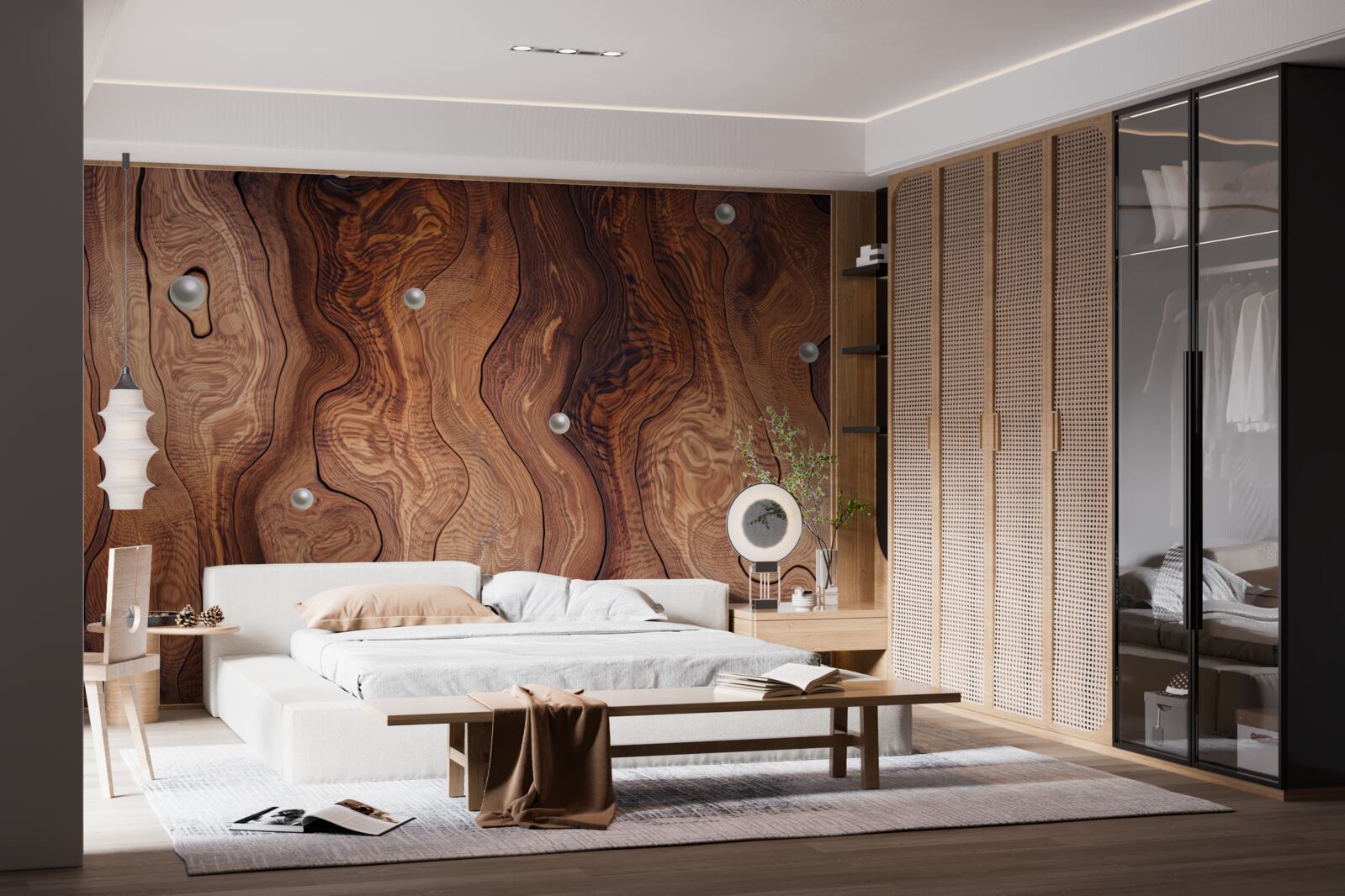 Фотошпалери фактурне дерево та перли