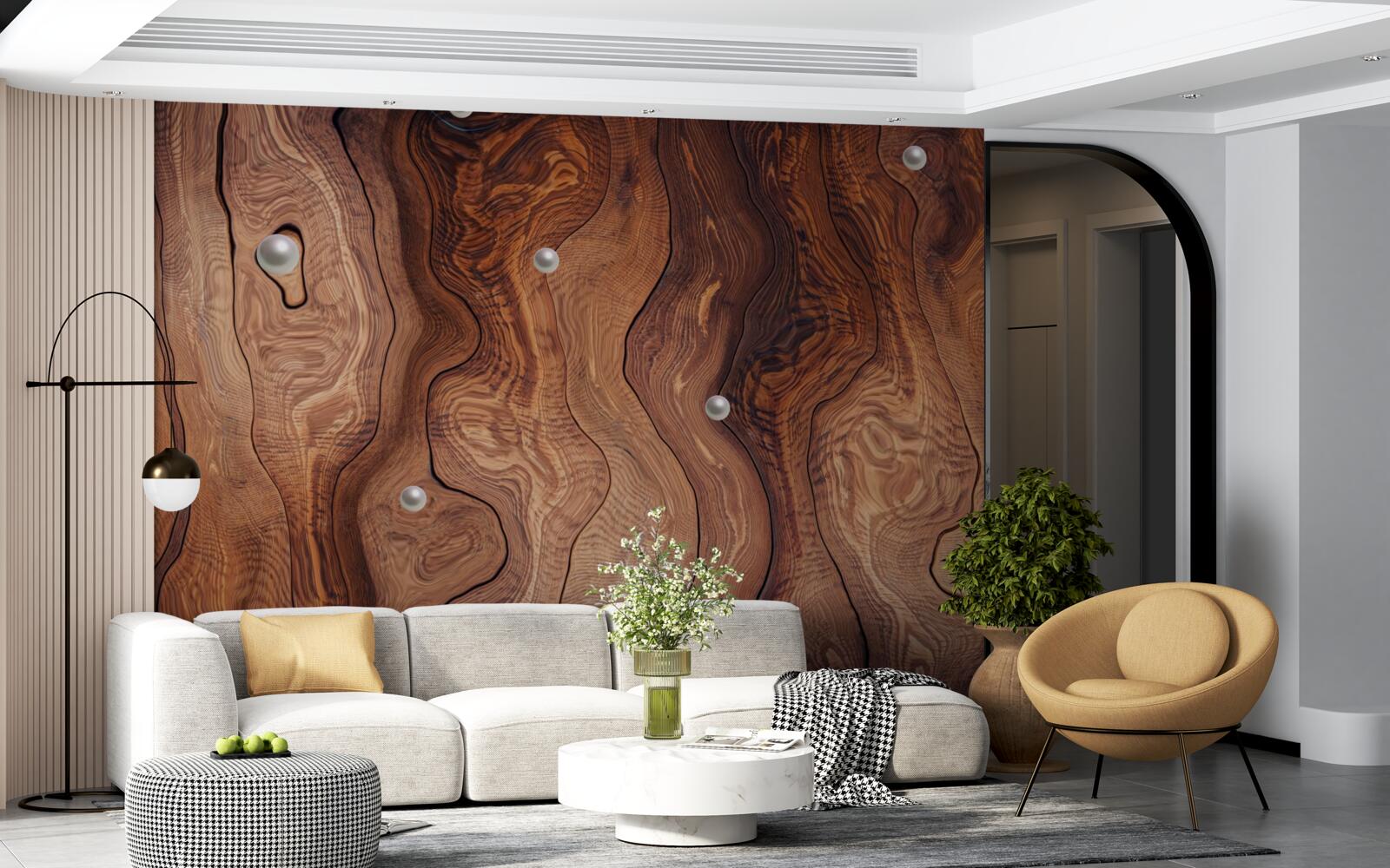 Фотошпалери фактурне дерево та перли