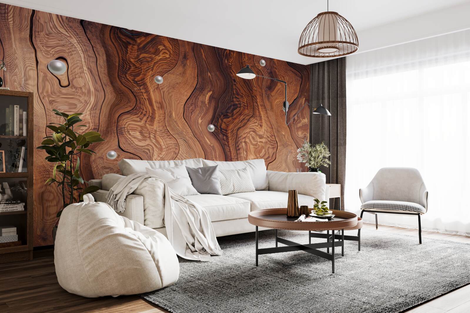 Фотошпалери фактурне дерево та перли