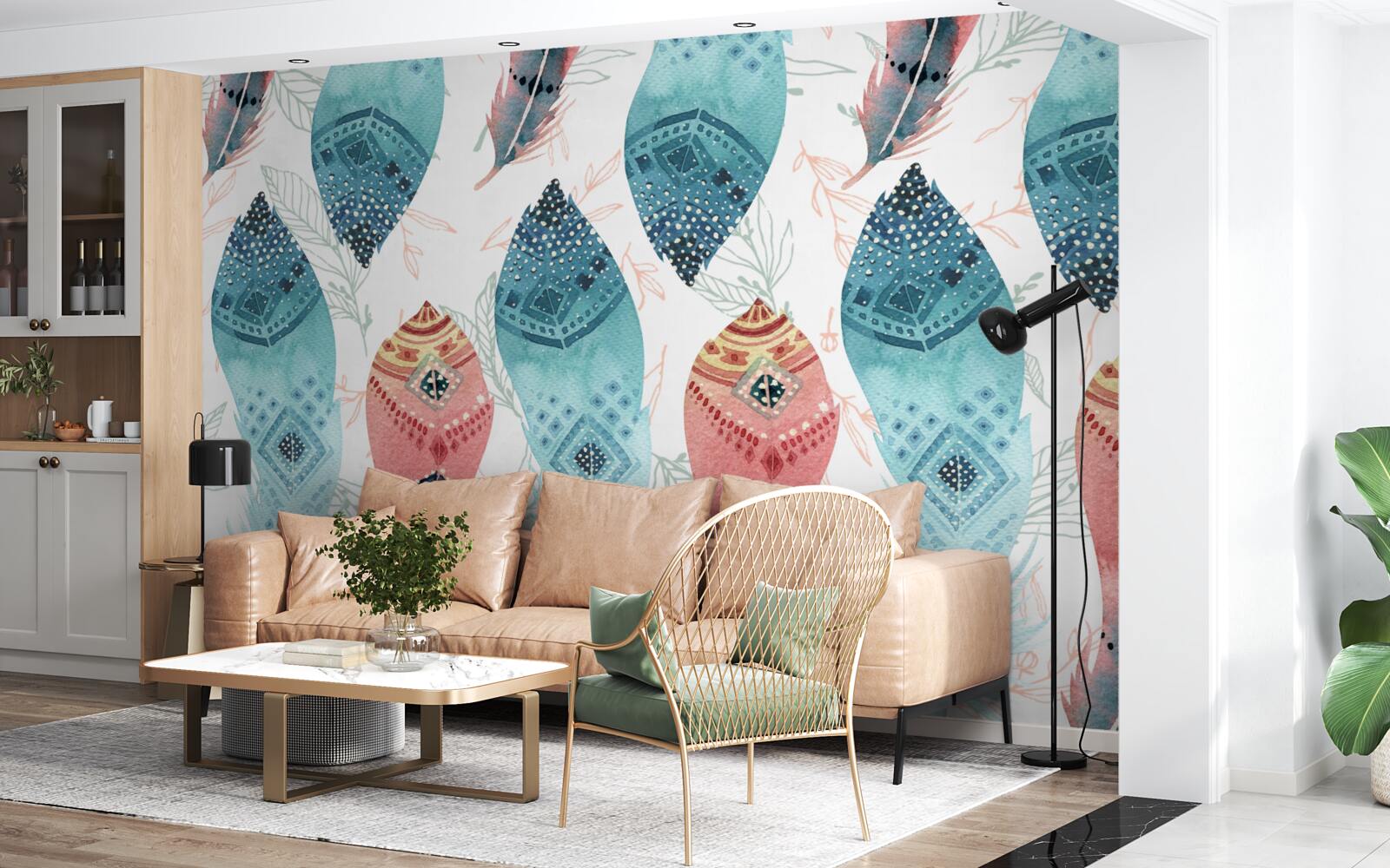 Фотошпалери акварельна ручка в основі фону