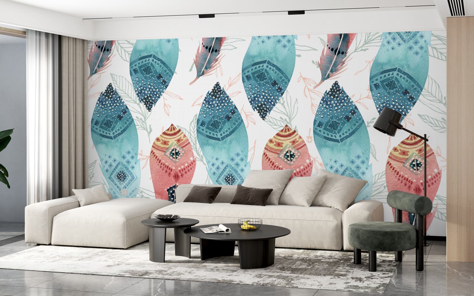 Фотошпалери акварельна ручка в основі фону