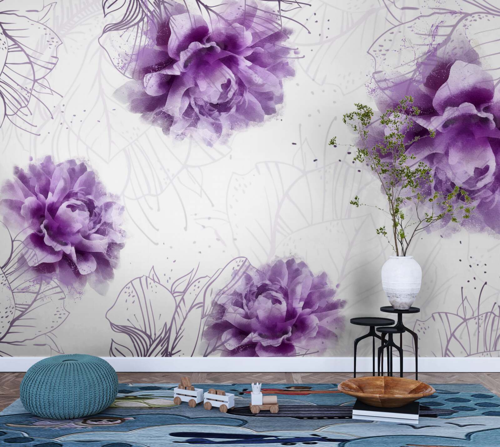 Фотошпалери півонії мають гарний бузковий відтінок