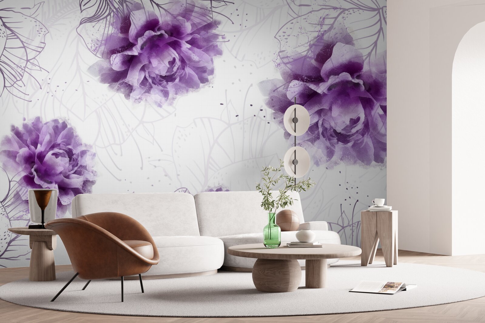 Фотошпалери півонії мають гарний бузковий відтінок