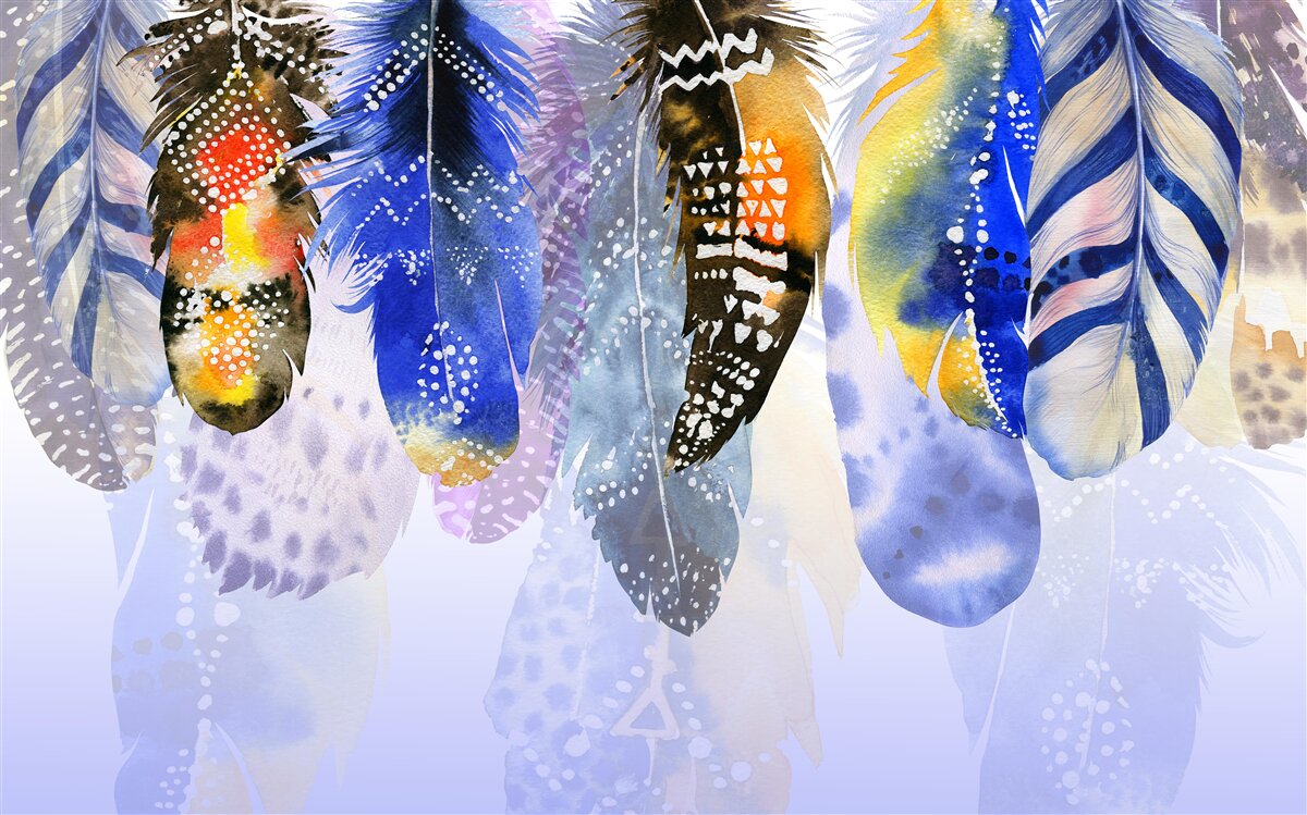 Фотошпалери розвішуйте різні пір'я