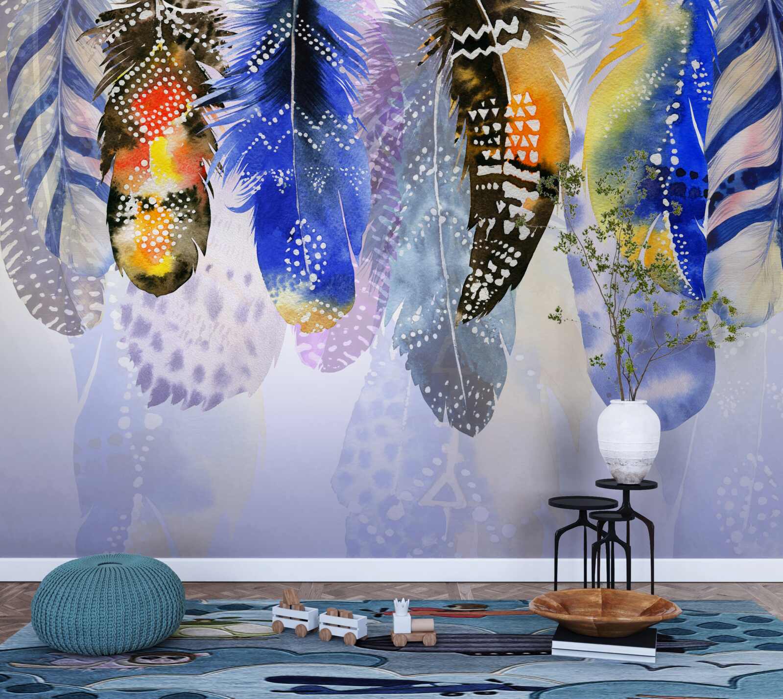 Фотошпалери розвішуйте різні пір'я