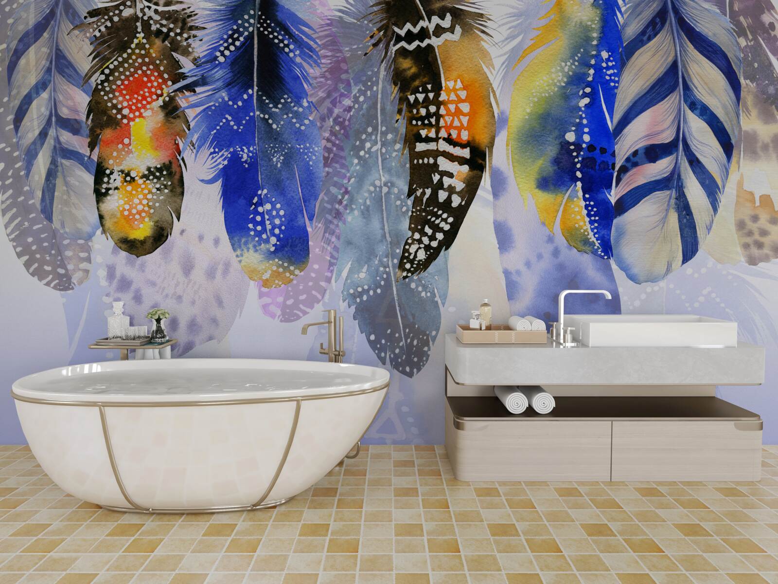 Фотошпалери розвішуйте різні пір'я