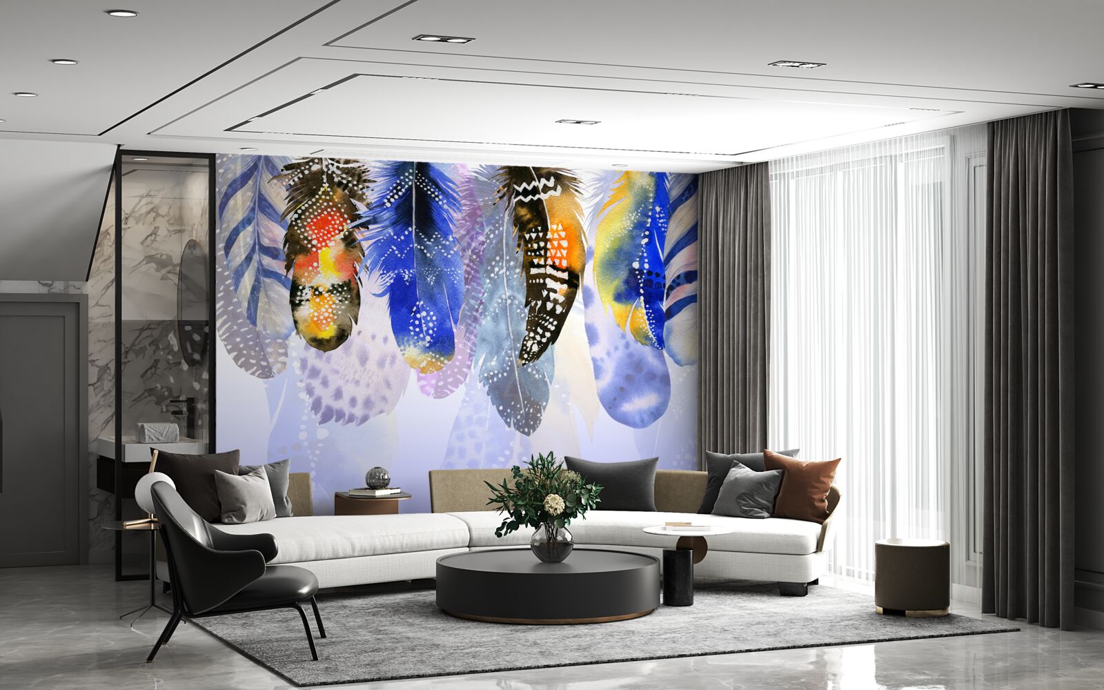 Фотошпалери розвішуйте різні пір'я