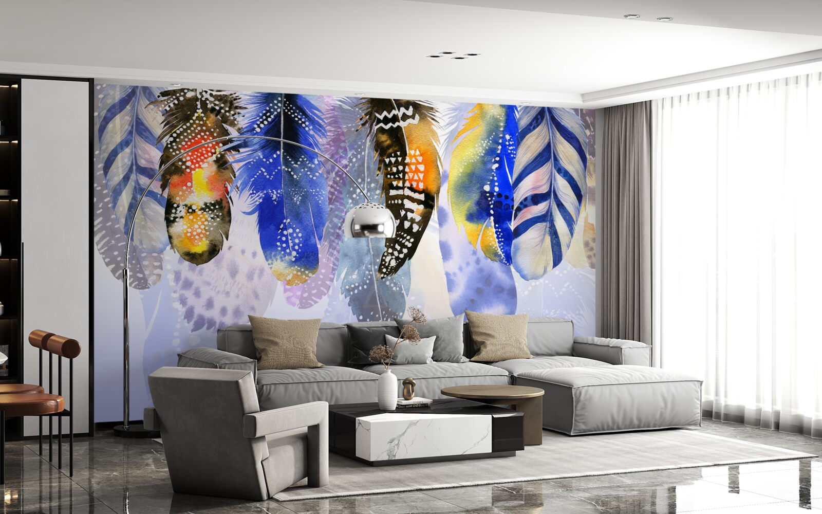 Фотошпалери розвішуйте різні пір'я