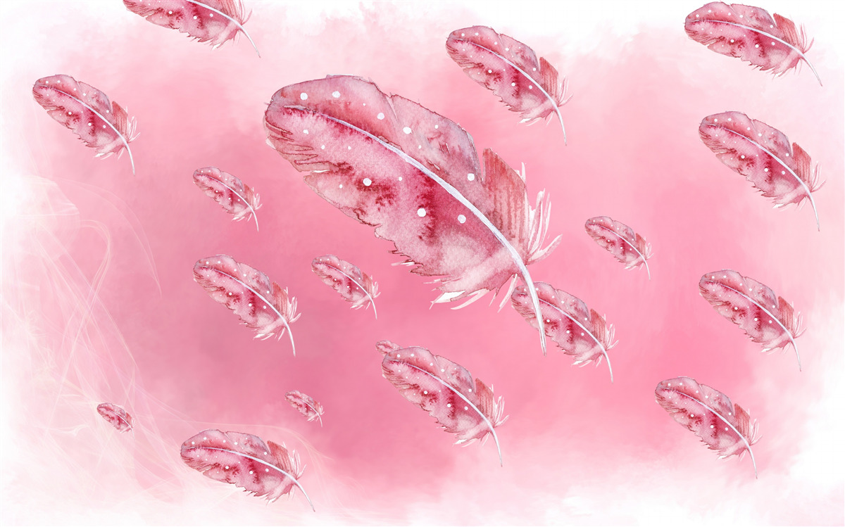 Фотошпалери рожеве пір'я на рожевому тлі