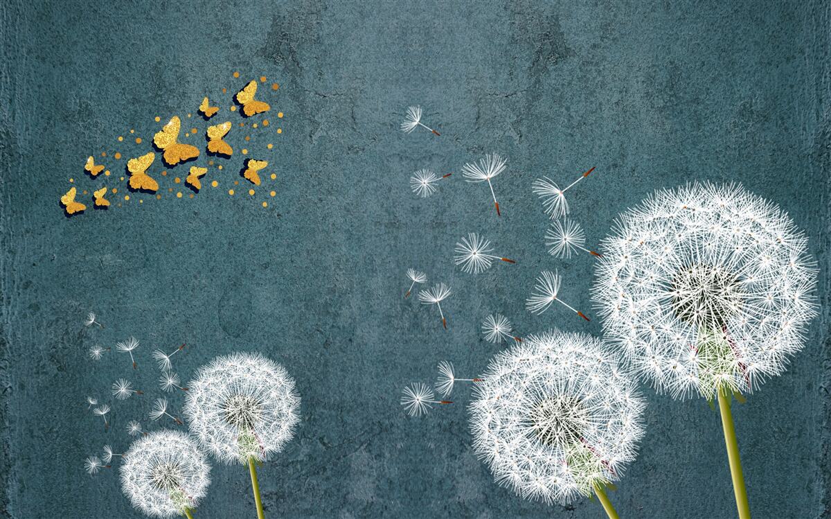 Фотошпалери метелики ширяють над молочаєм