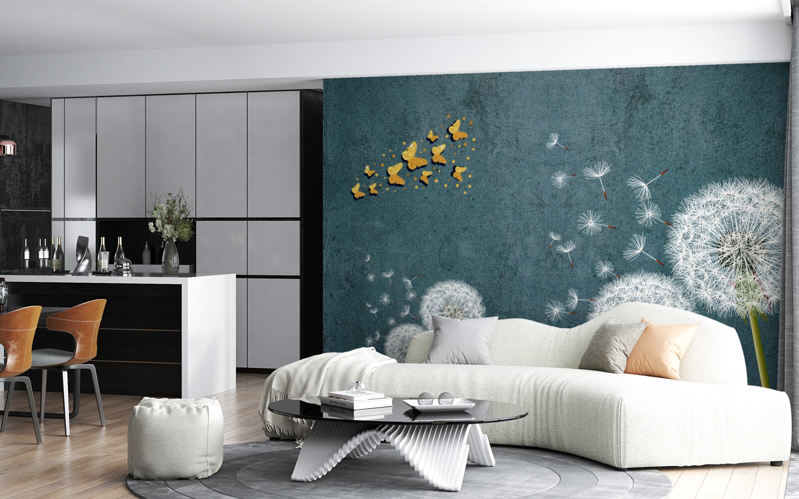 Фотошпалери метелики ширяють над молочаєм