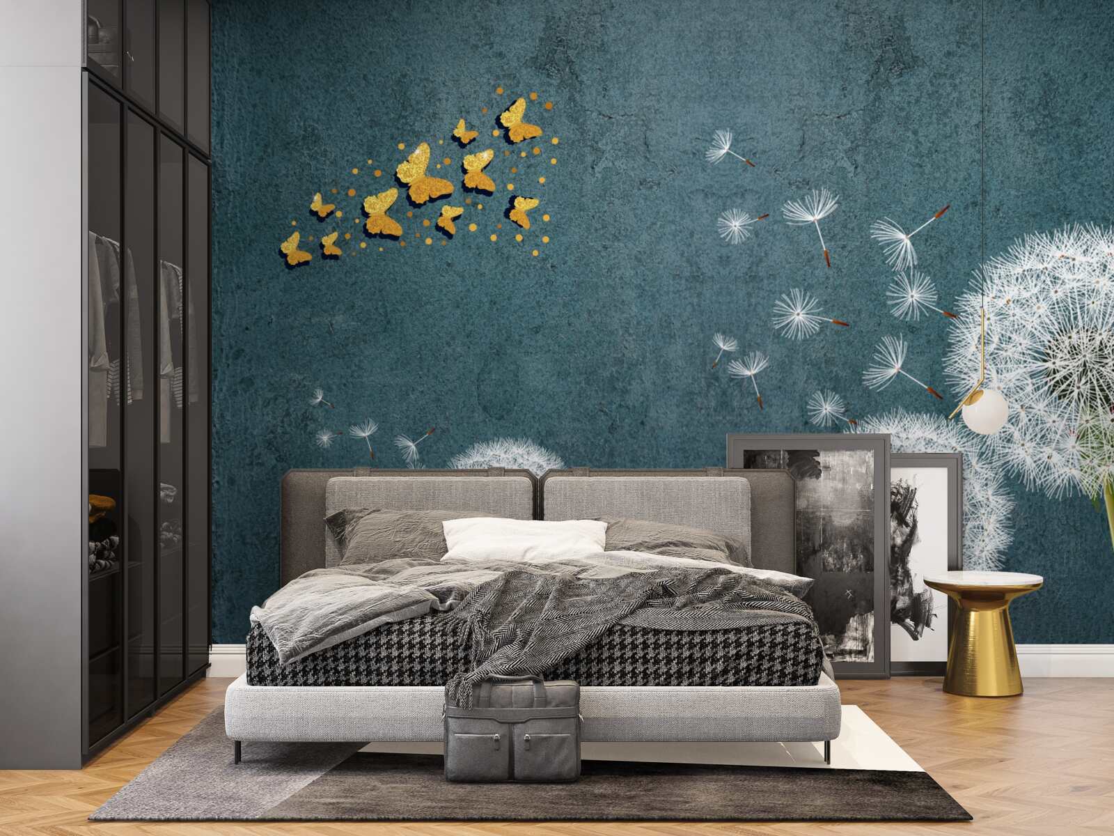 Фотошпалери метелики ширяють над молочаєм