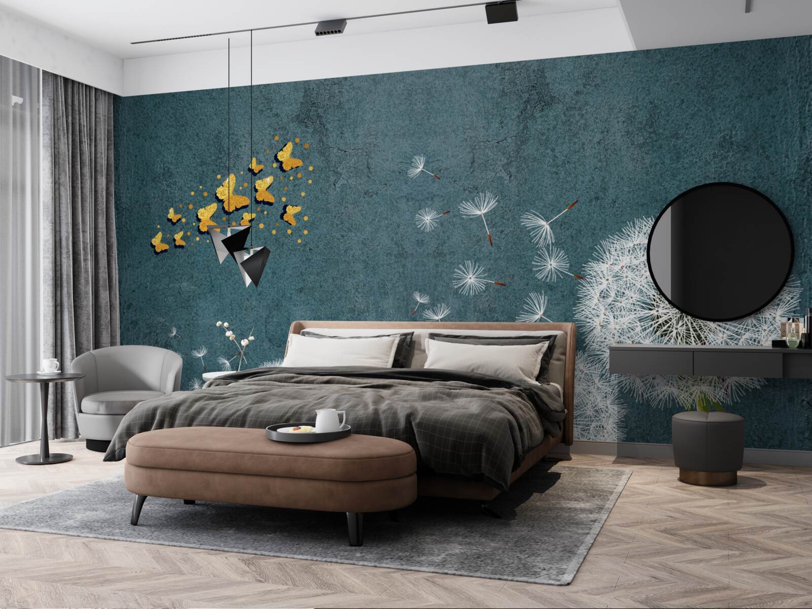 Фотошпалери метелики ширяють над молочаєм