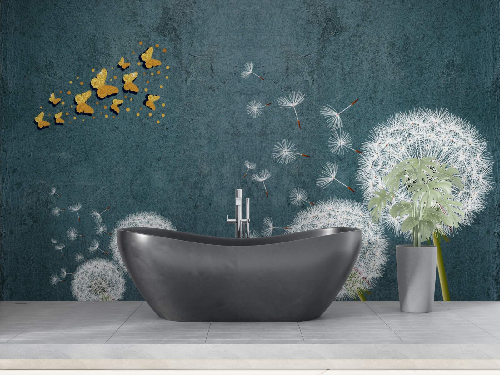 Фотошпалери метелики ширяють над молочаєм