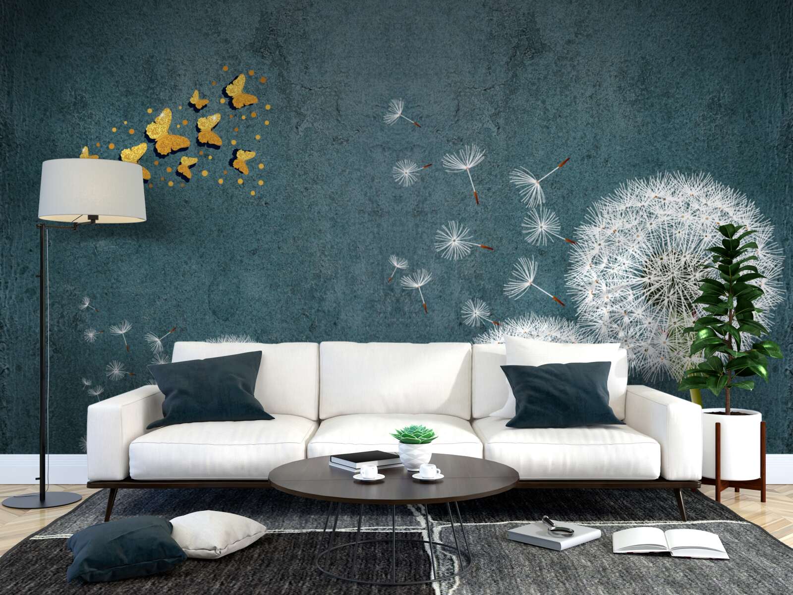 Фотошпалери метелики ширяють над молочаєм