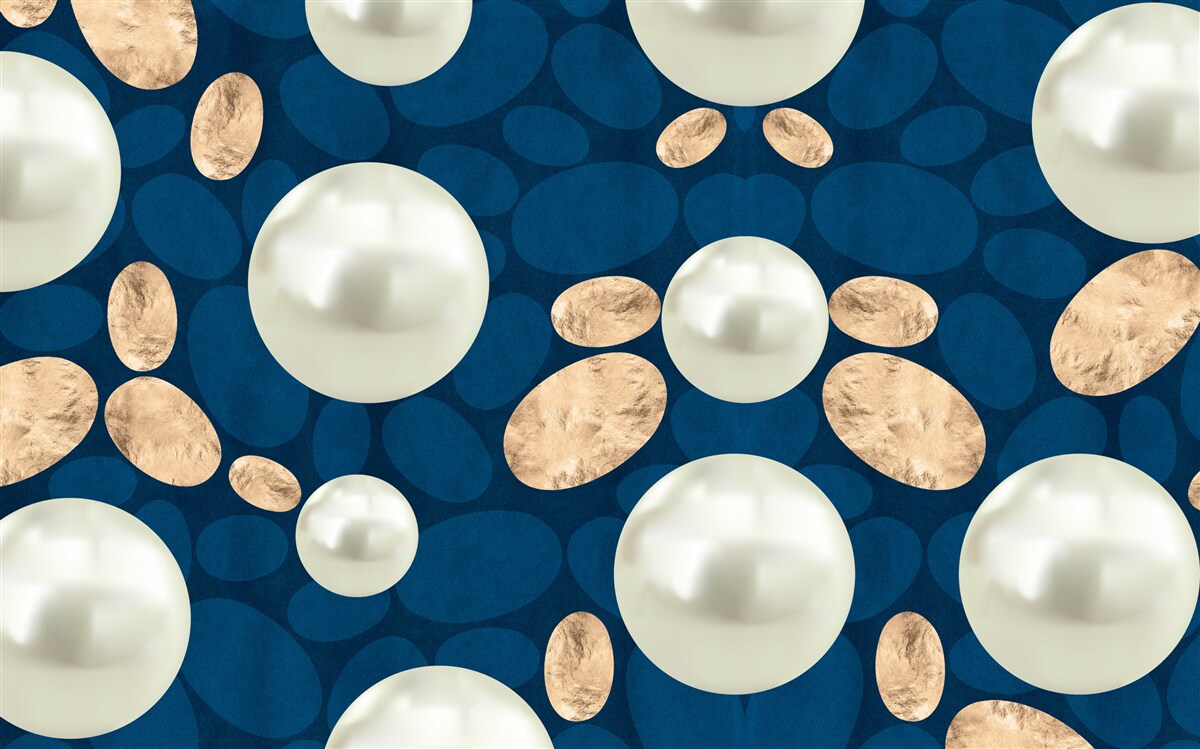 Фотошпалери золоті кристали та білі перлини