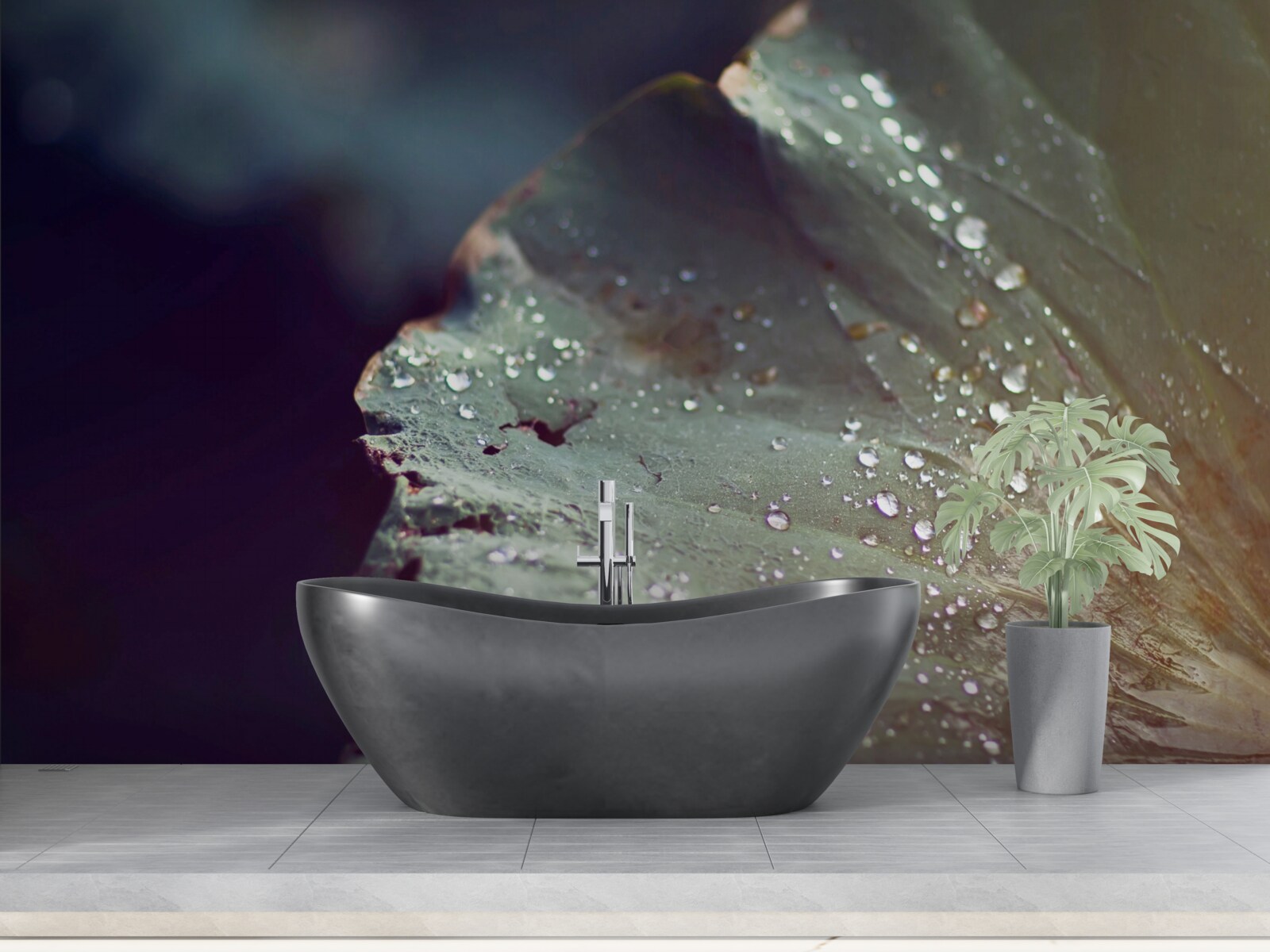 Фотошпалери зернятка ранньої роси на листі