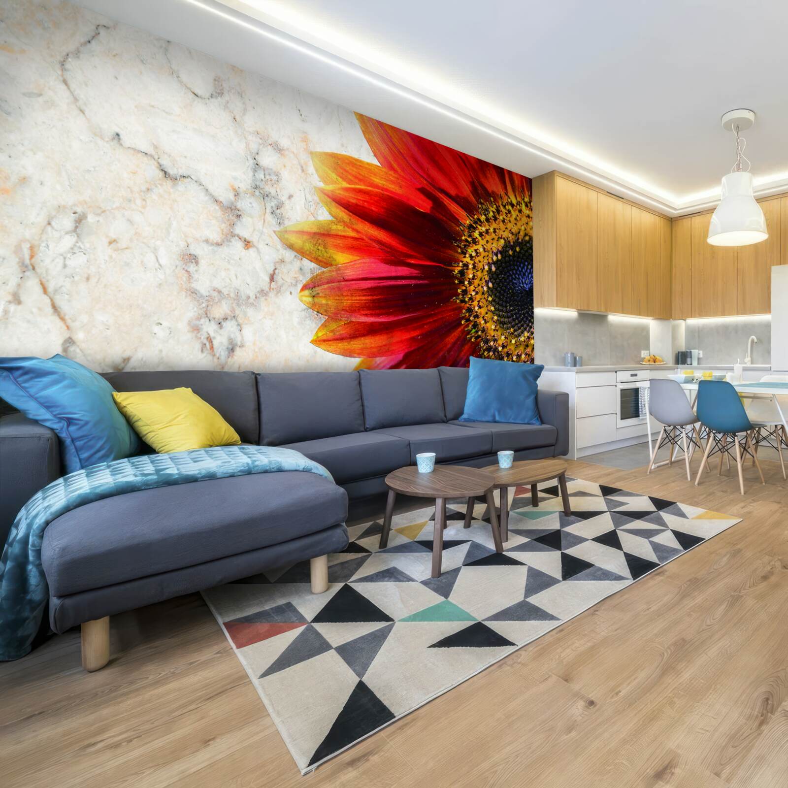 Фотошпалери величезна червоно-помаранчева гербера