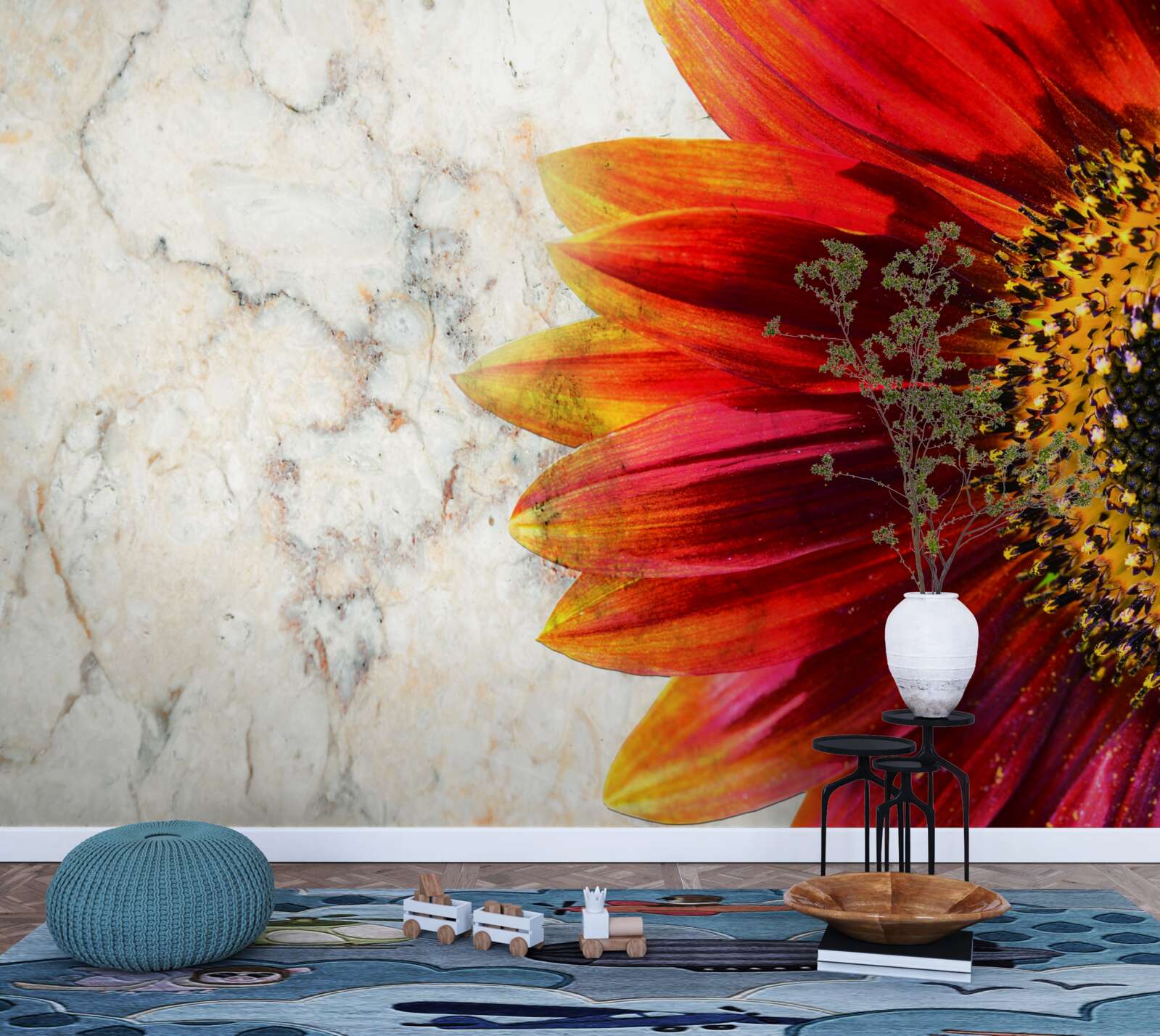 Фотошпалери величезна червоно-помаранчева гербера