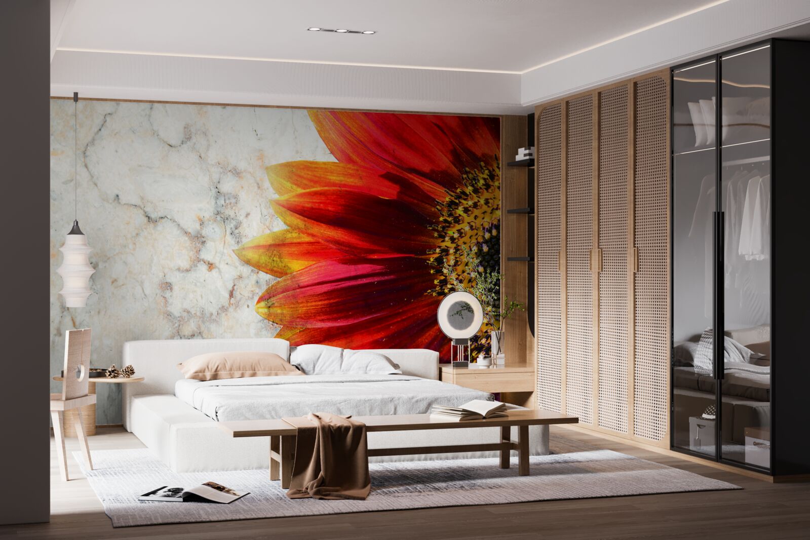 Фотошпалери величезна червоно-помаранчева гербера