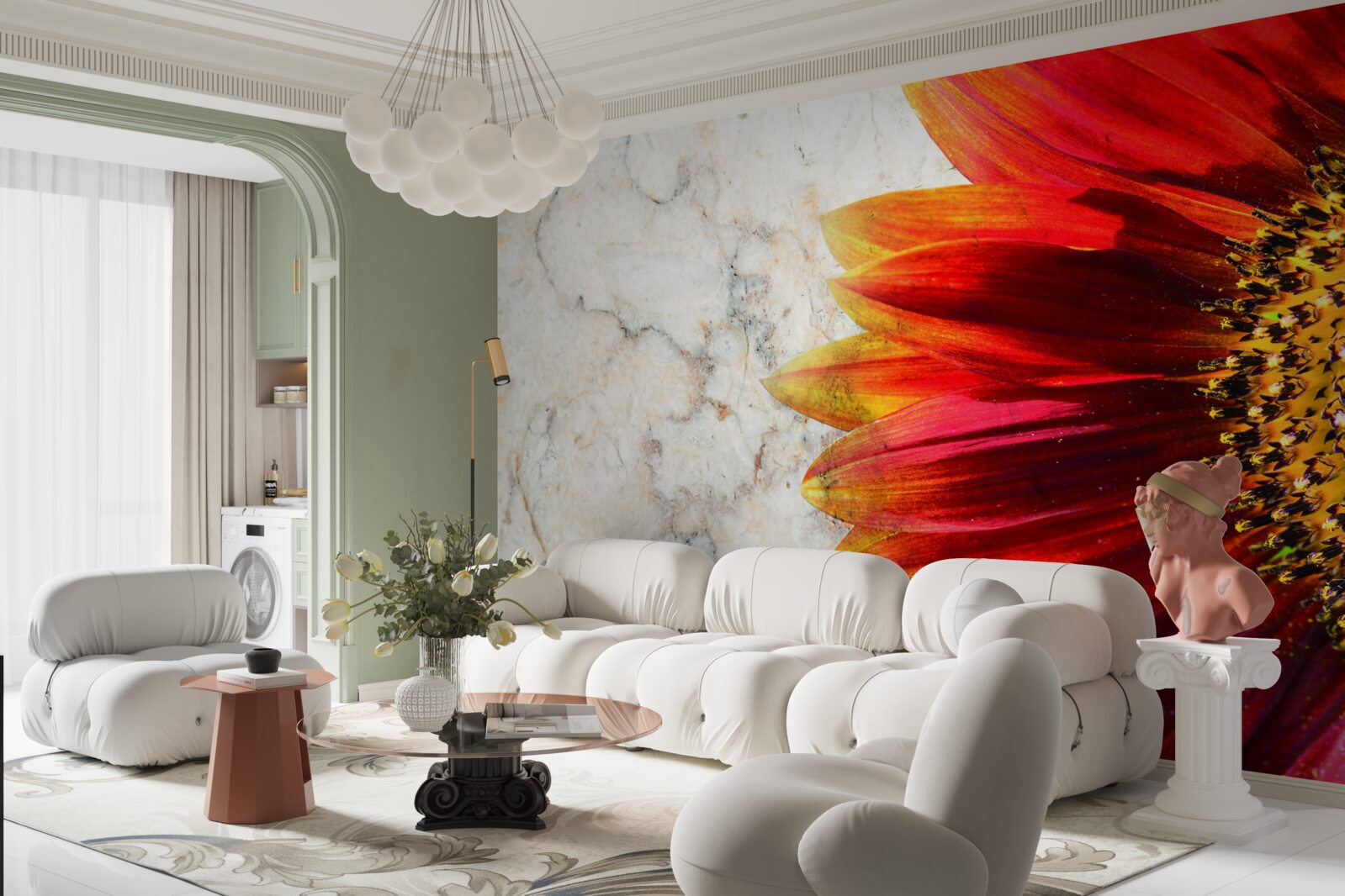 Фотошпалери величезна червоно-помаранчева гербера