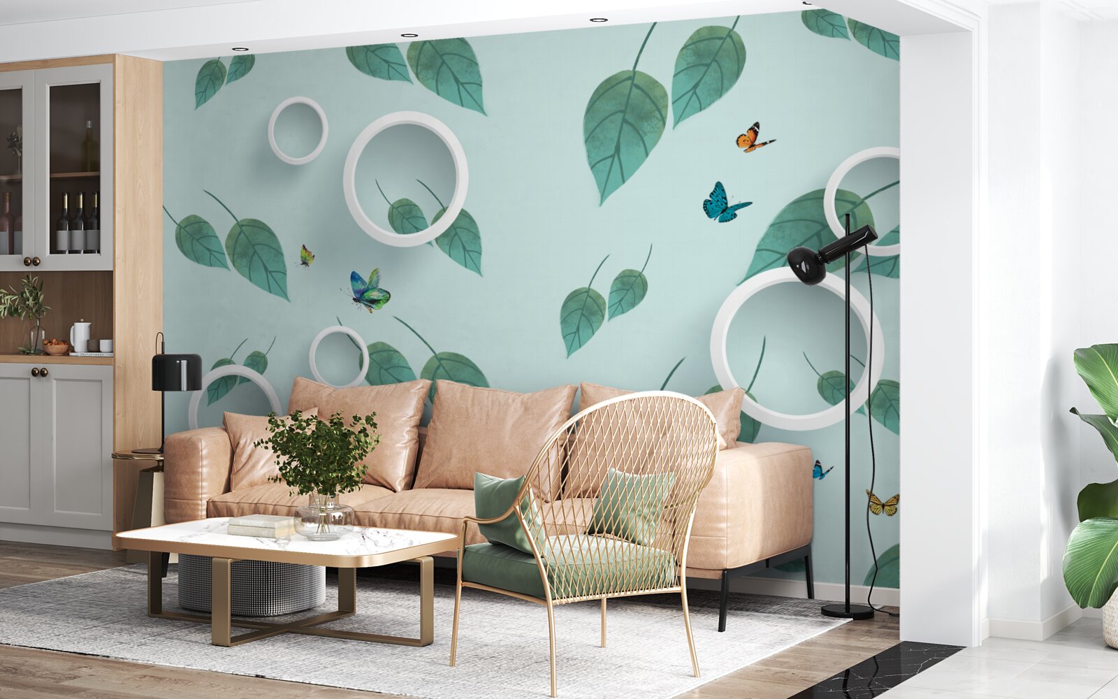 Фотошпалери Лускокрилі серед зеленого листя