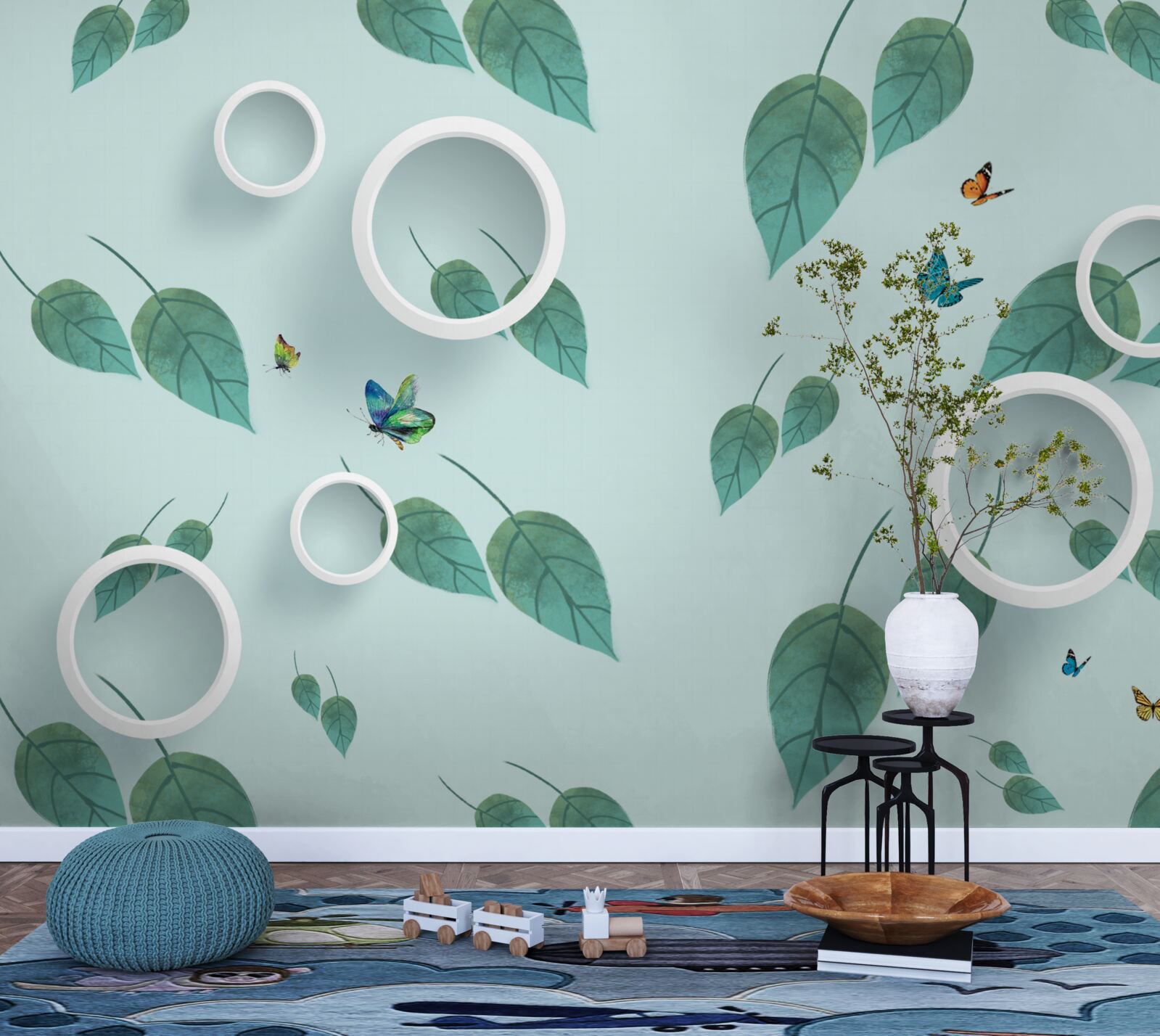 Фотошпалери Лускокрилі серед зеленого листя