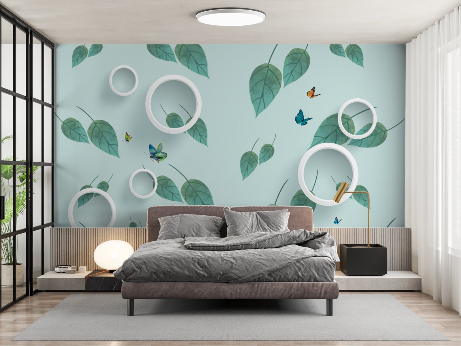 Фотошпалери Лускокрилі серед зеленого листя