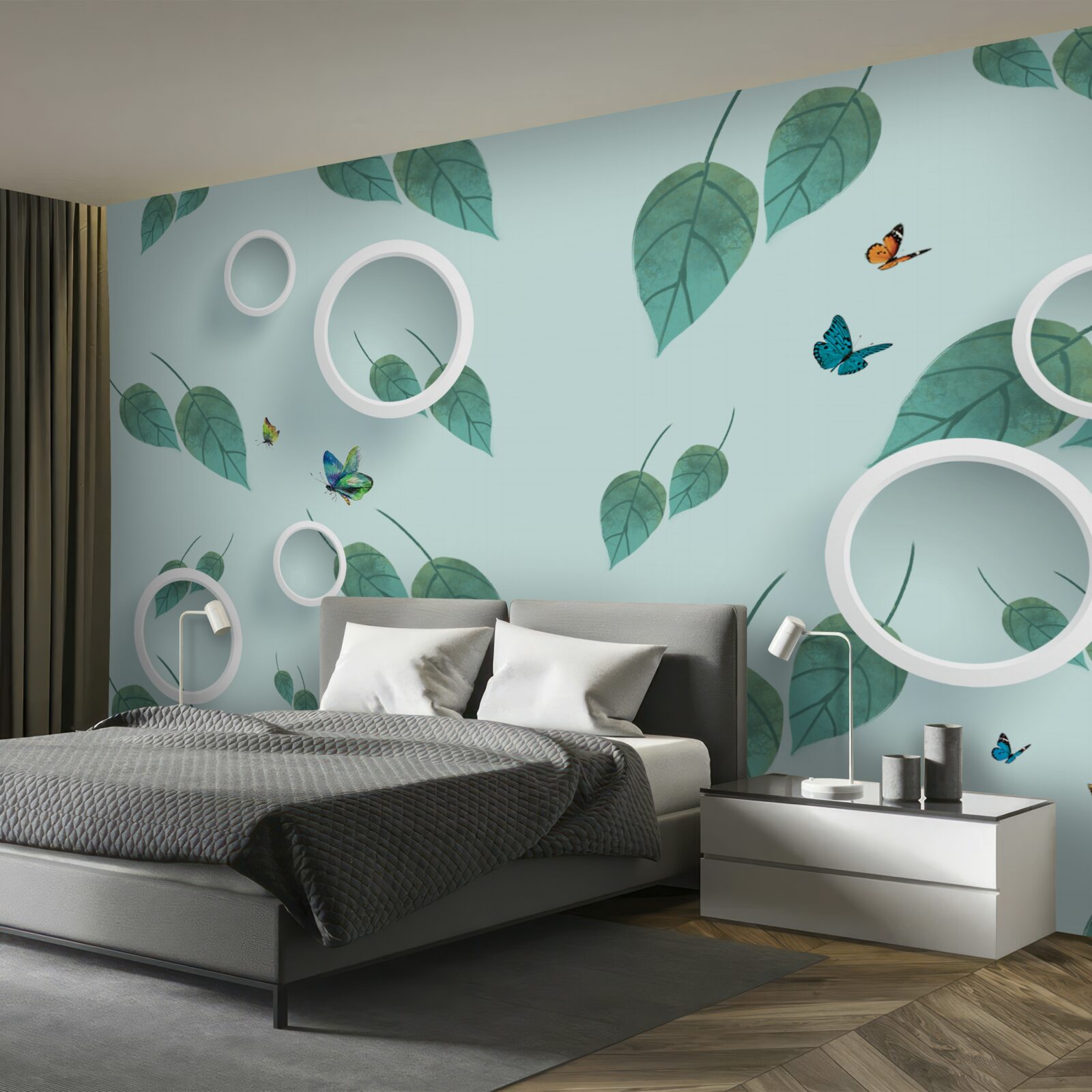 Фотошпалери Лускокрилі серед зеленого листя