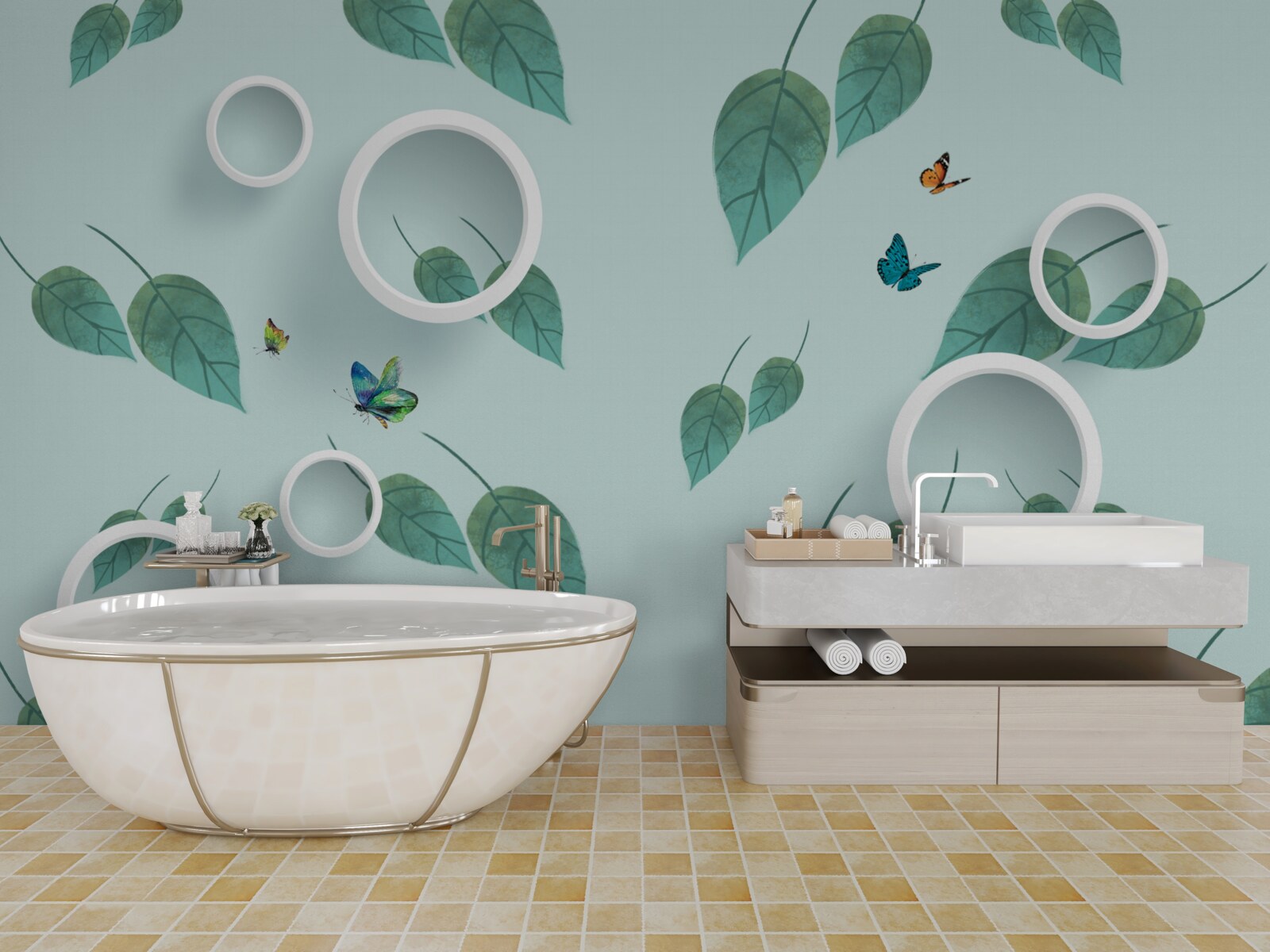 Фотошпалери Лускокрилі серед зеленого листя