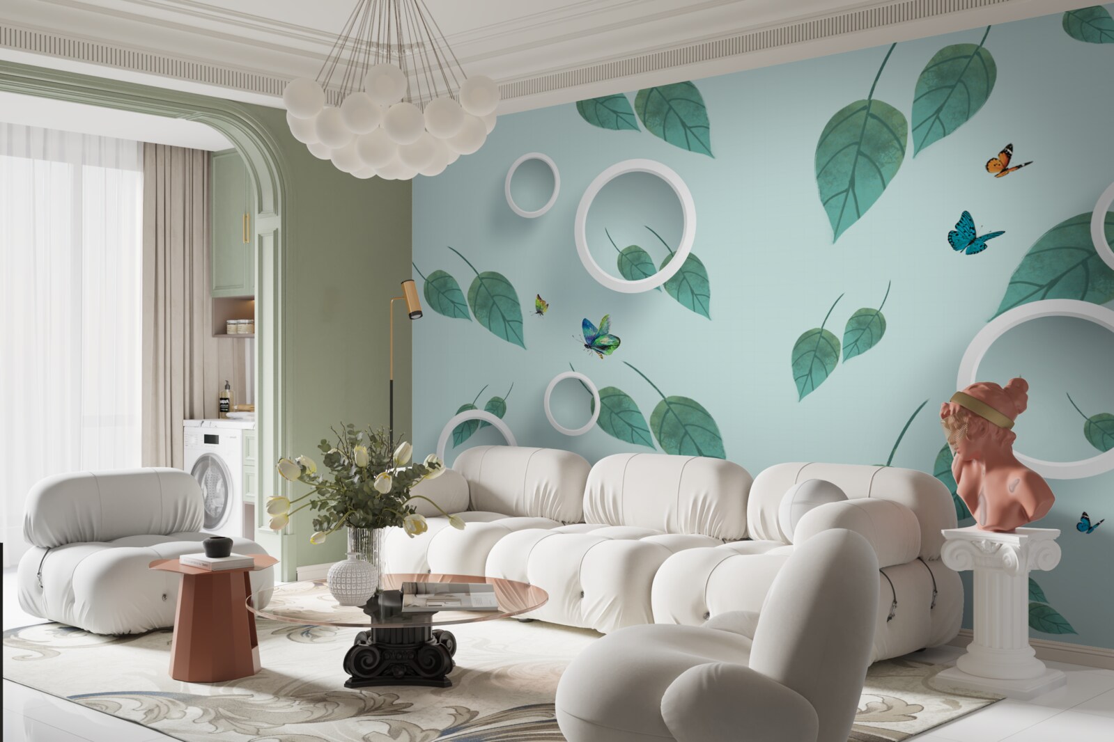 Фотошпалери Лускокрилі серед зеленого листя