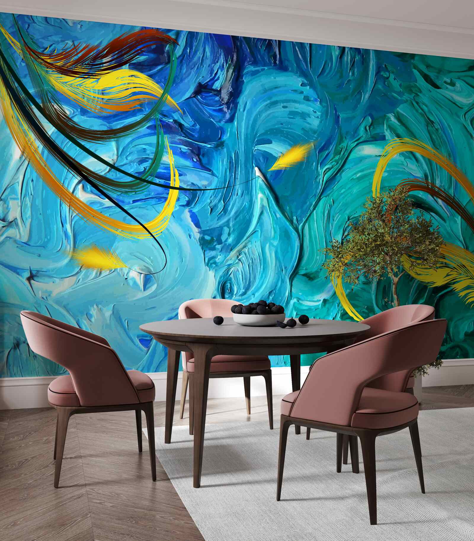 Фотошпалери сині гуашеві пігменти різних відтінків