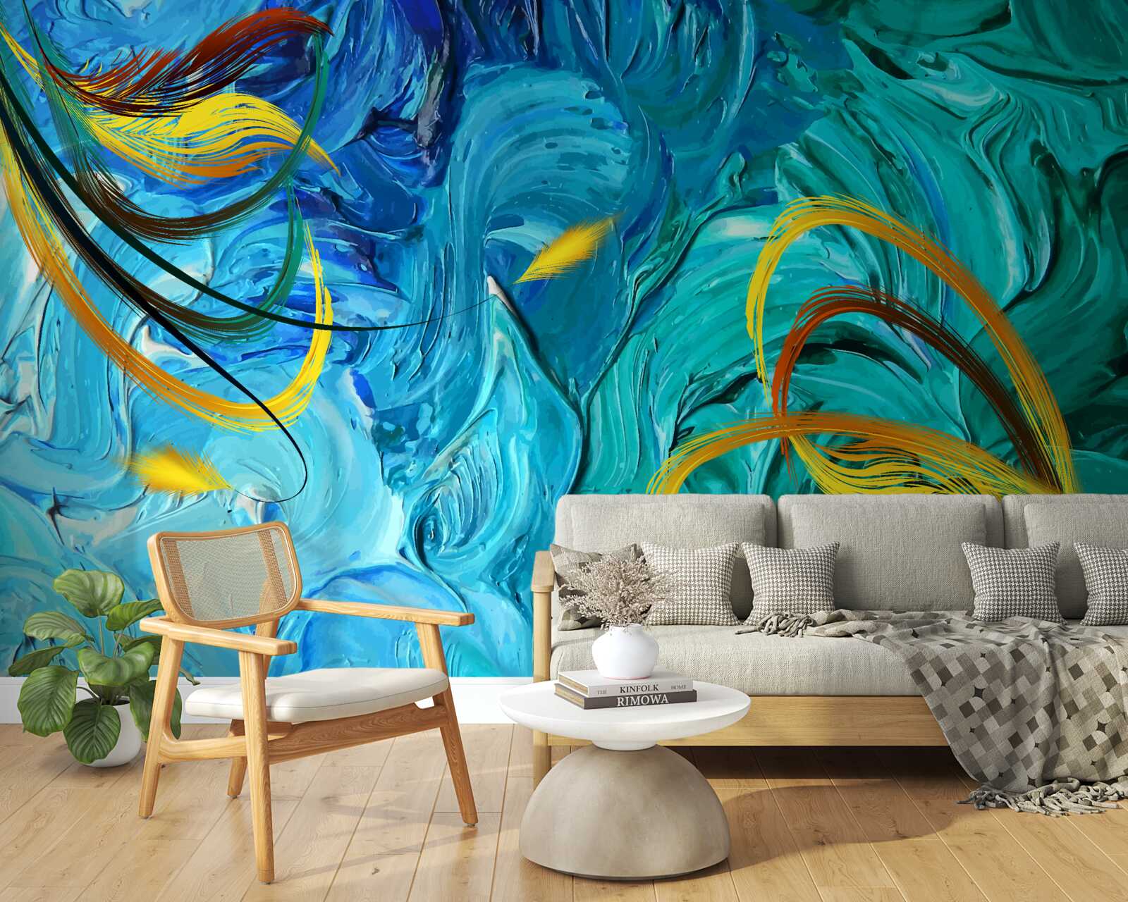 Фотошпалери сині гуашеві пігменти різних відтінків