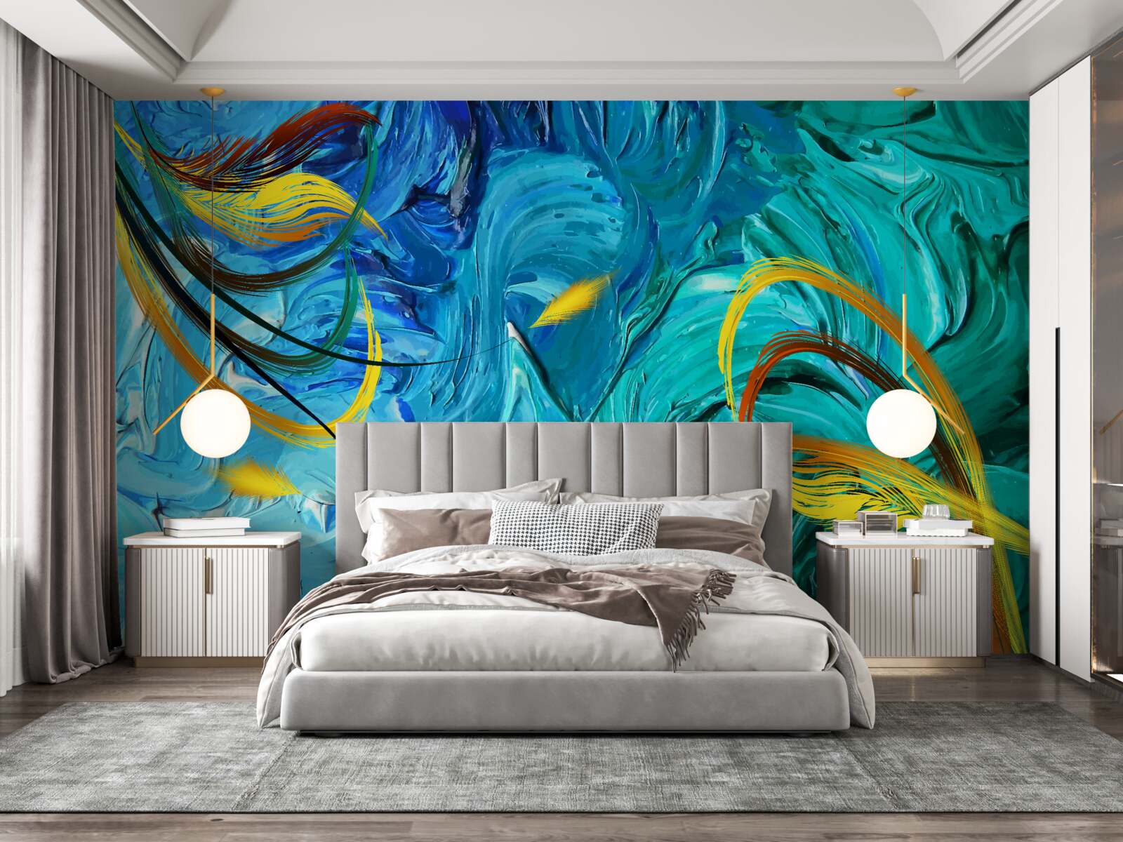 Фотошпалери сині гуашеві пігменти різних відтінків